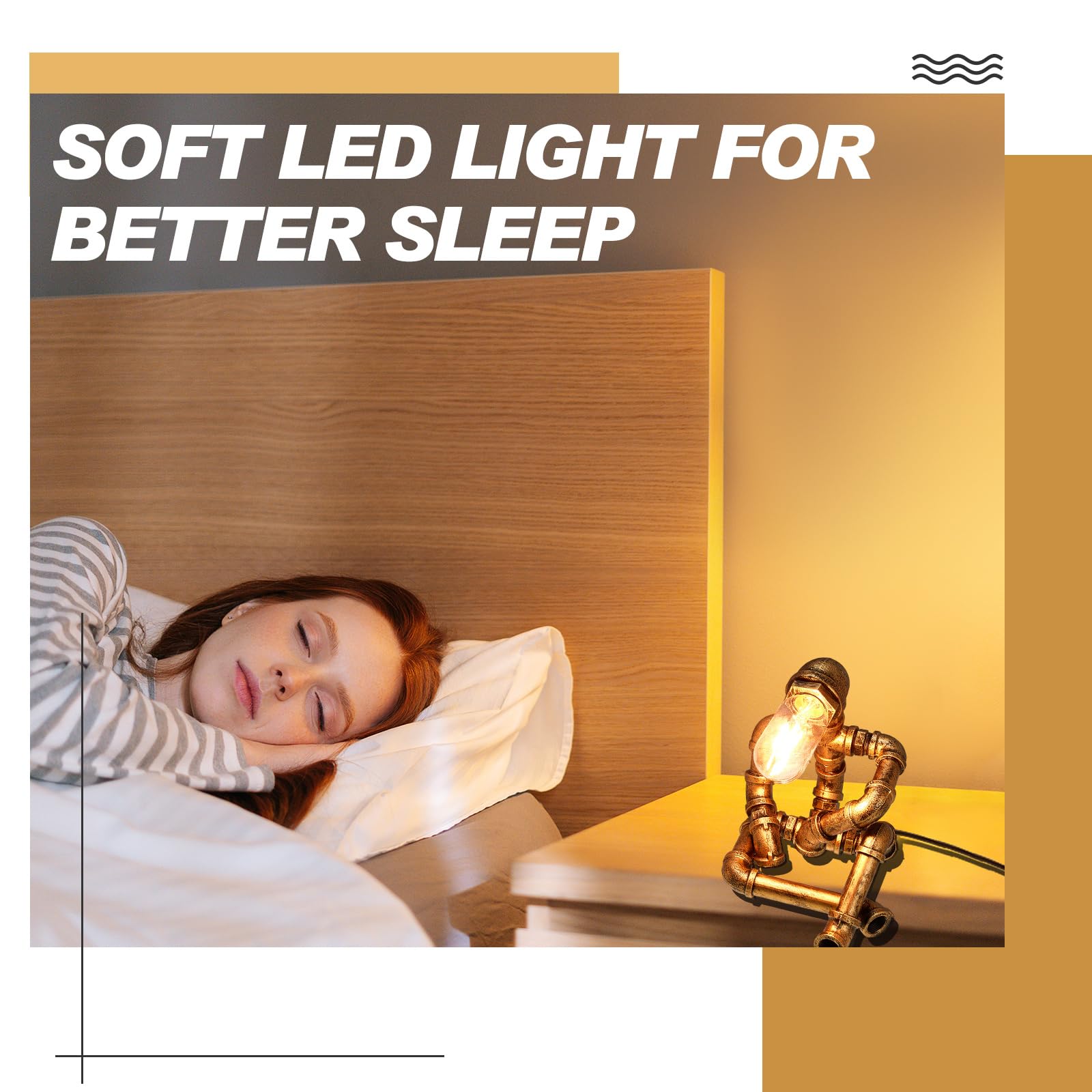 Vihose Metal Pipe Lamp Industrial Iron Robot Desk Lamp Cool Creative Robot Light For Men Office Home Restaurant Bedside Bedroom Living Room(Steampunk Style,Bronze)