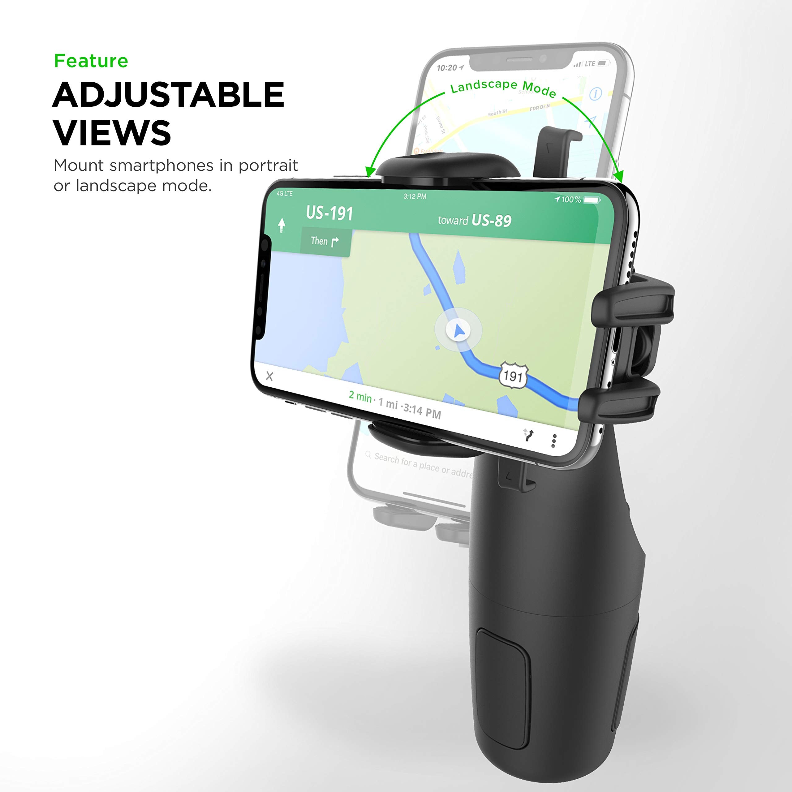 Iottie Easy One Touch 5 Cup Holder Mount - Universal Car Mount Phone Holder For Iphone, Google, Samsung, Moto, Huawei, Nokia, Lg, And All Other Smartphones