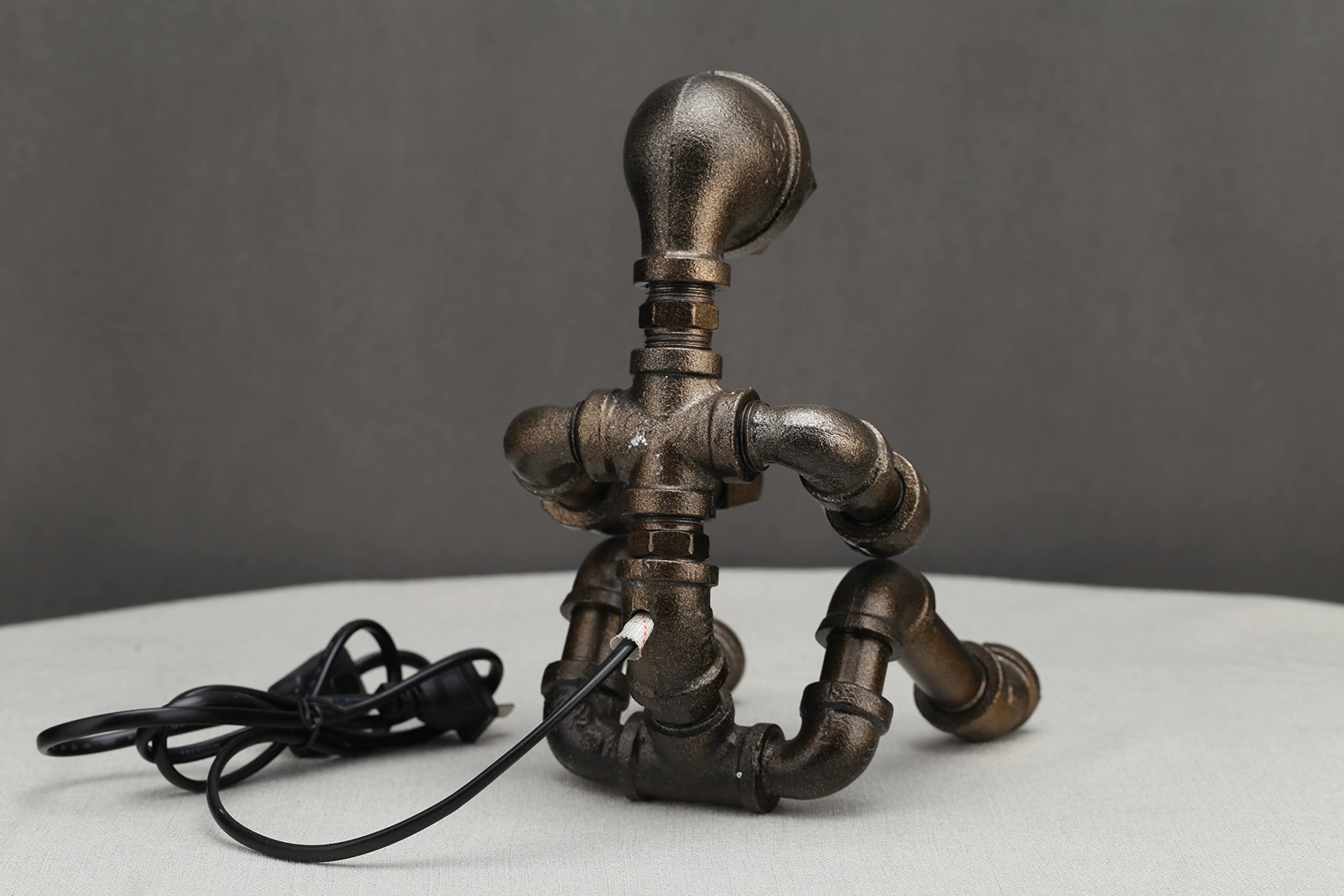 Wubianjie Retro Industrial Robot Lamp - Bronze Steampunk Style, Creative Cool Atmosphere Decoration