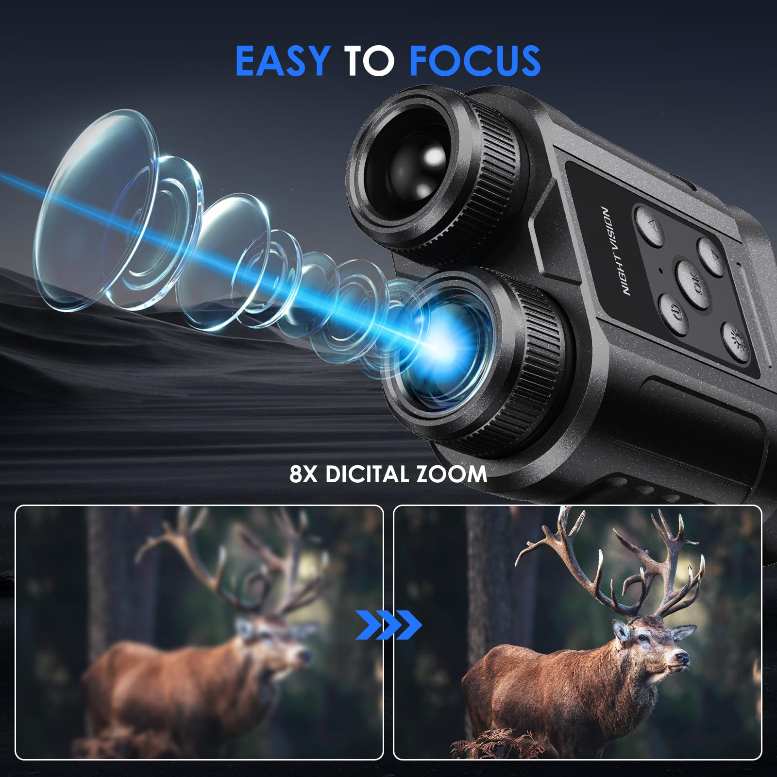 Tizycod Night Vision Goggles,Compact Night Vision Binoculars,32Gb Card Included, Photo/Video Capture,Outdoor Tools For Education, Wildlife Watching, For Boy,  For Men,  For Father (Pearl Black)