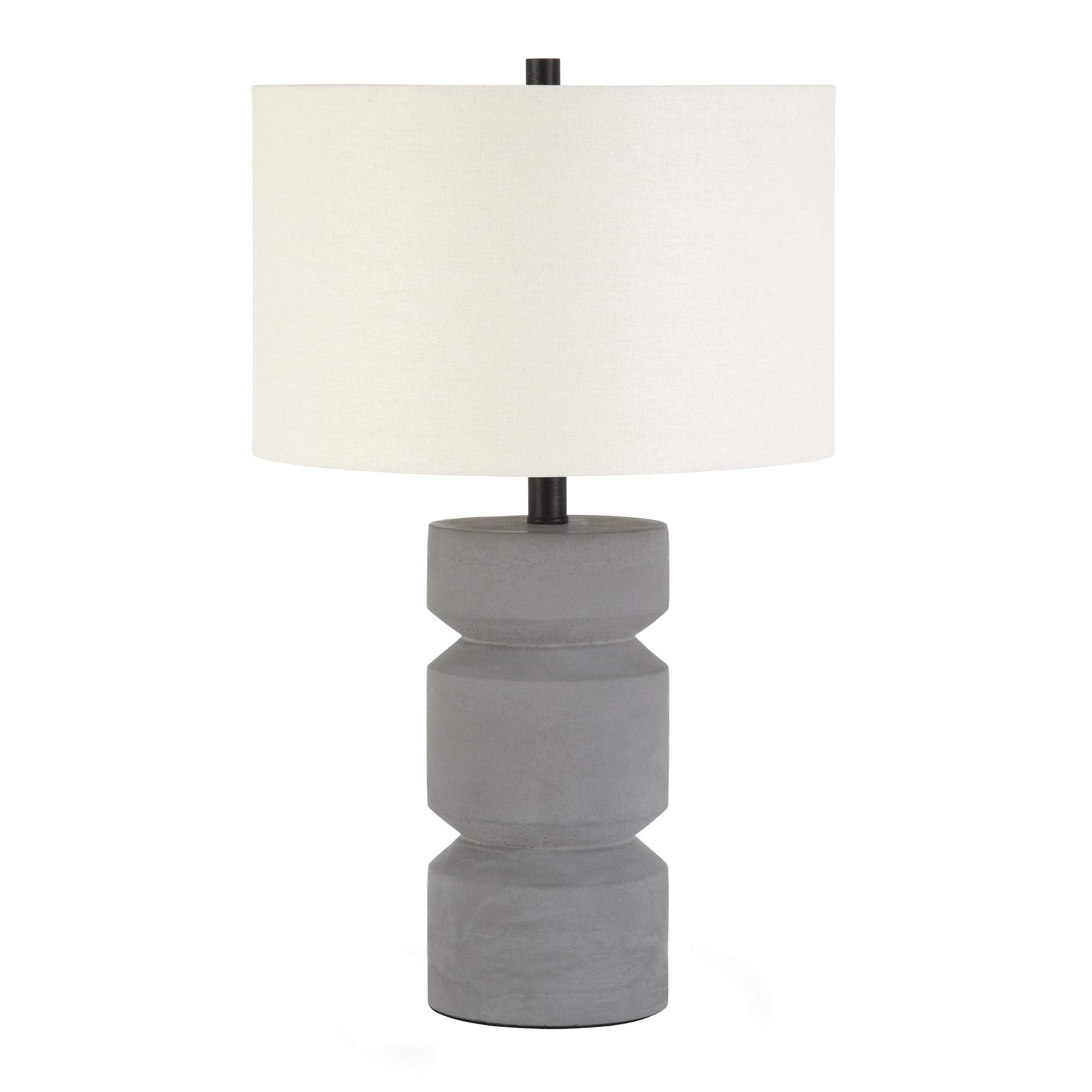Henn&Hart Reyna 23.5" Tall Table Lamp With Fabric Shade In Concrete/White
