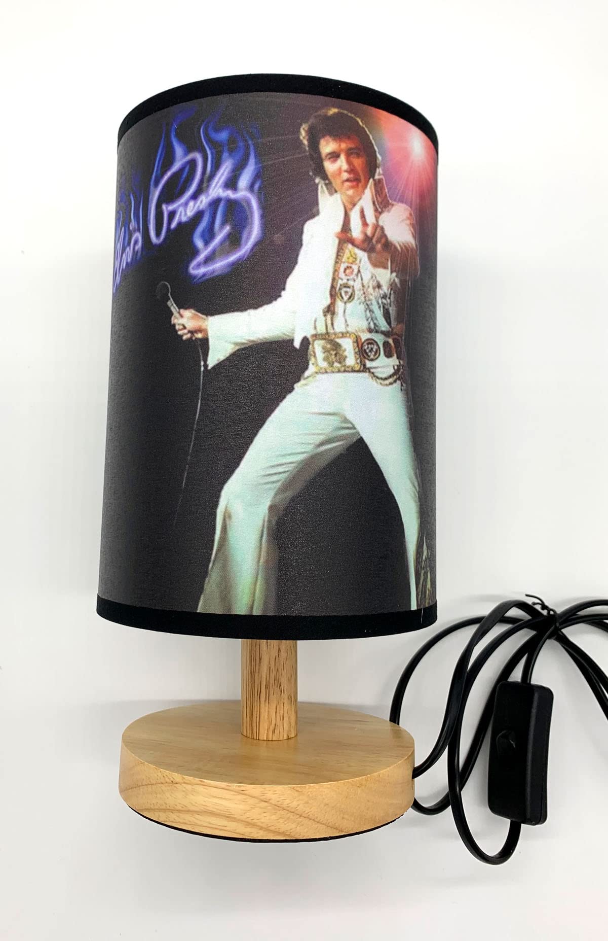 Cdecor Wood Base Table Lights Elvis Table Lamp With Light Bulb Bedside Night Light Great Decor Or Ideas, Sn-001