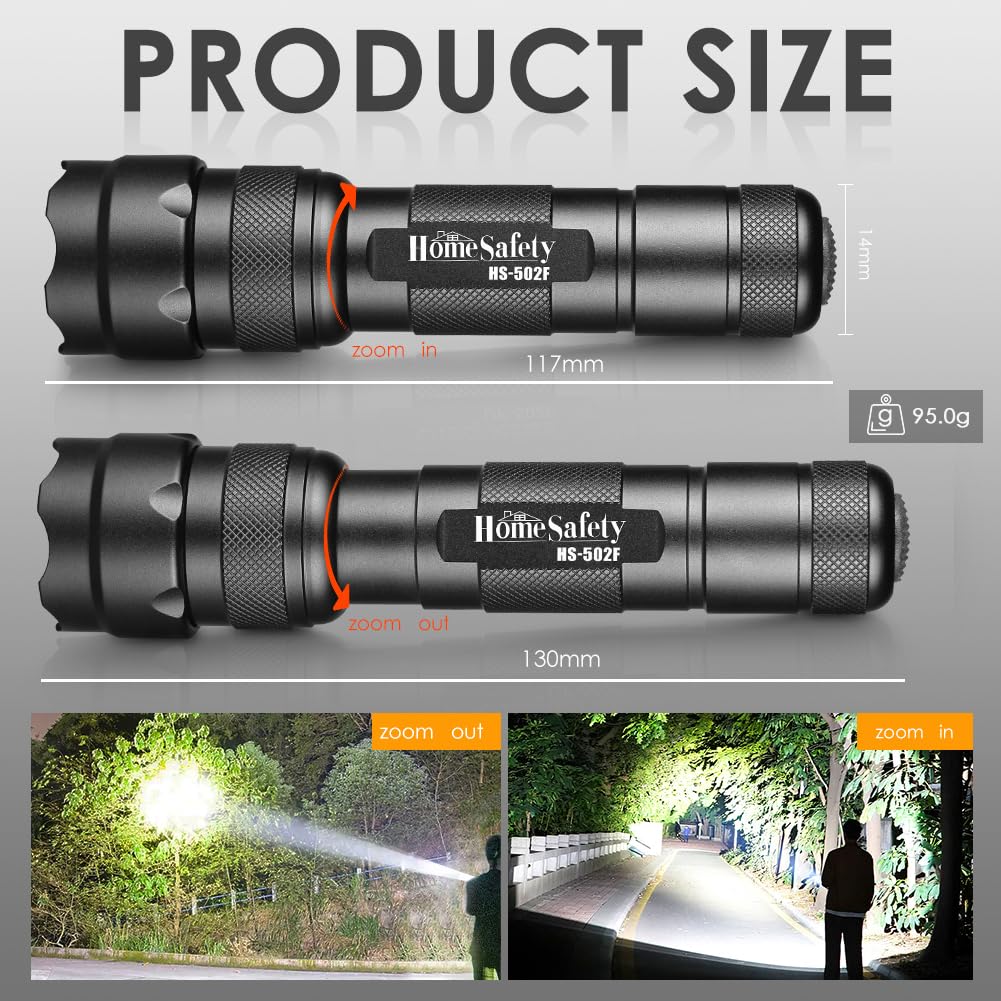 Home Safety 502F Small Utility Flashlight With Holster, Zoomable Pocket Led Flashlight Duty Flash Light, Ipx65 Waterproof, Edc Flashlight For Camping, Hiking, Emergency (1 Mode)