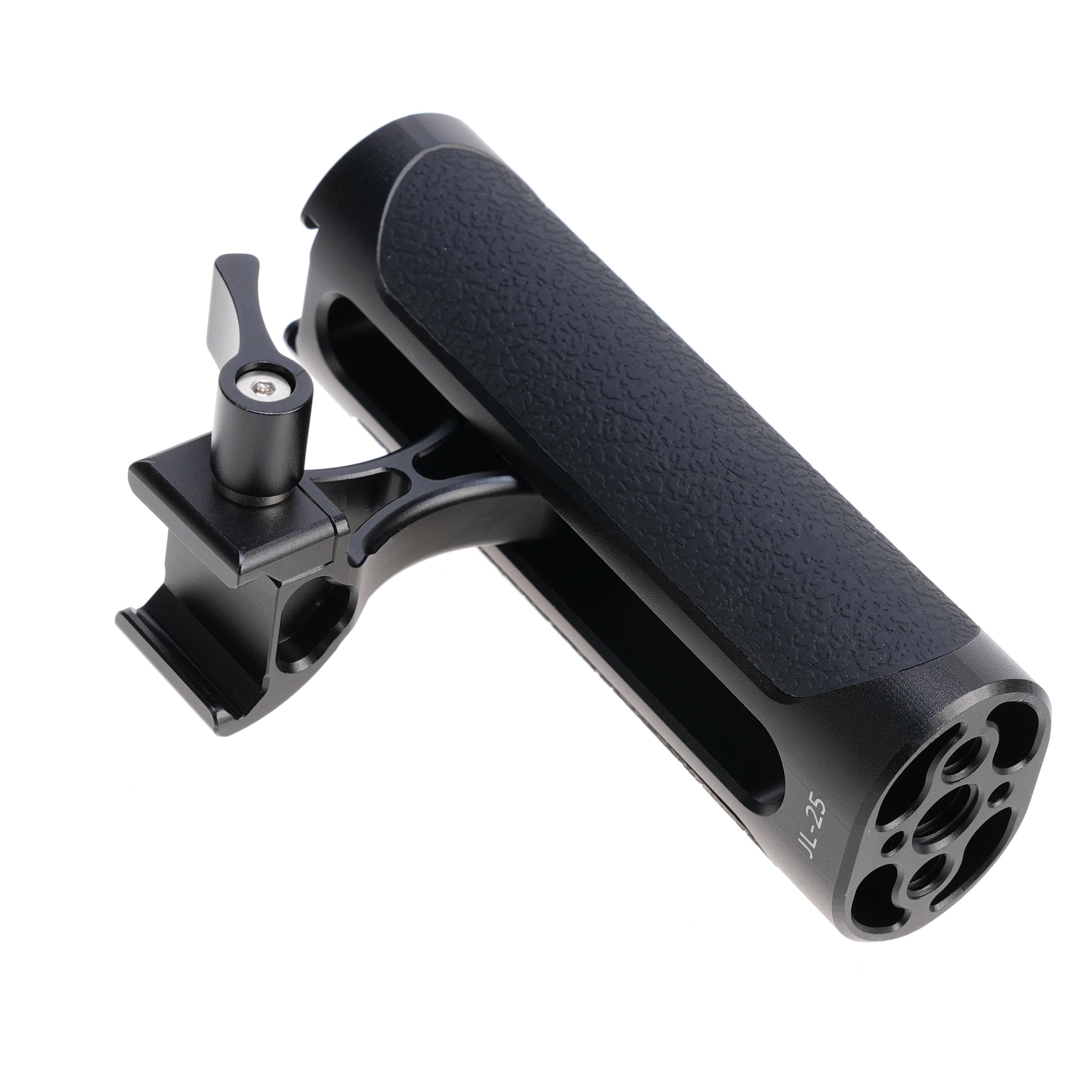 Focusfoto Nato Clamp Side Handle Grip, Left Or Right Handgrip With 1/4"-20 Screw & Cold Shoe Mount Universal For Nato Rail Camera Cage Led Light Microphone Video Stabilizer Rig (Height Adjustable)