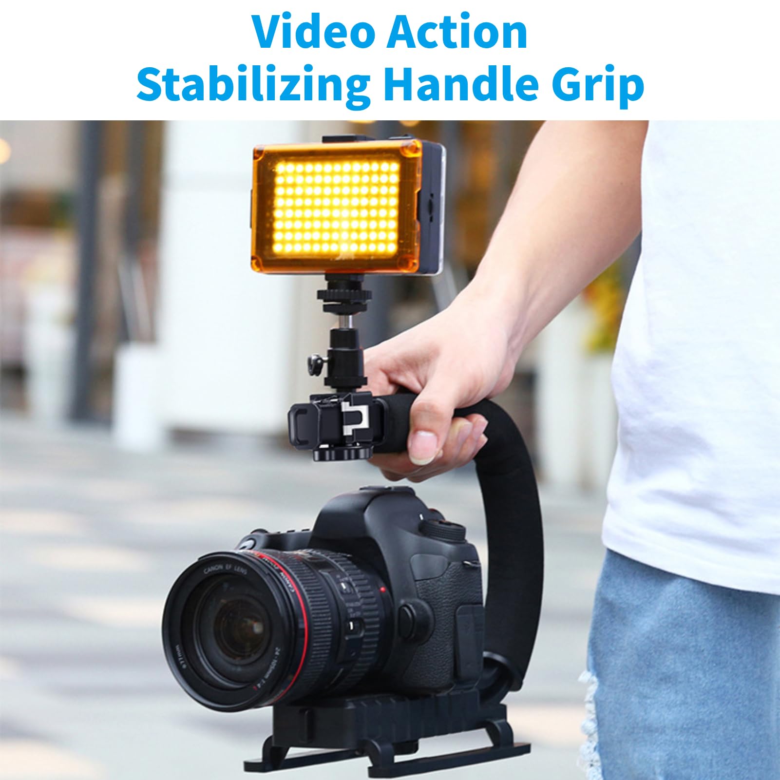 Diyeeni Video Action Stabilizing Handle Grip, Professional C Shape Video Stabilizers With 3Cold Shoe, 1/4In Slidable Screw Handheld Camera Stabilizer, For Slr Cameras, Family Dv Cameras