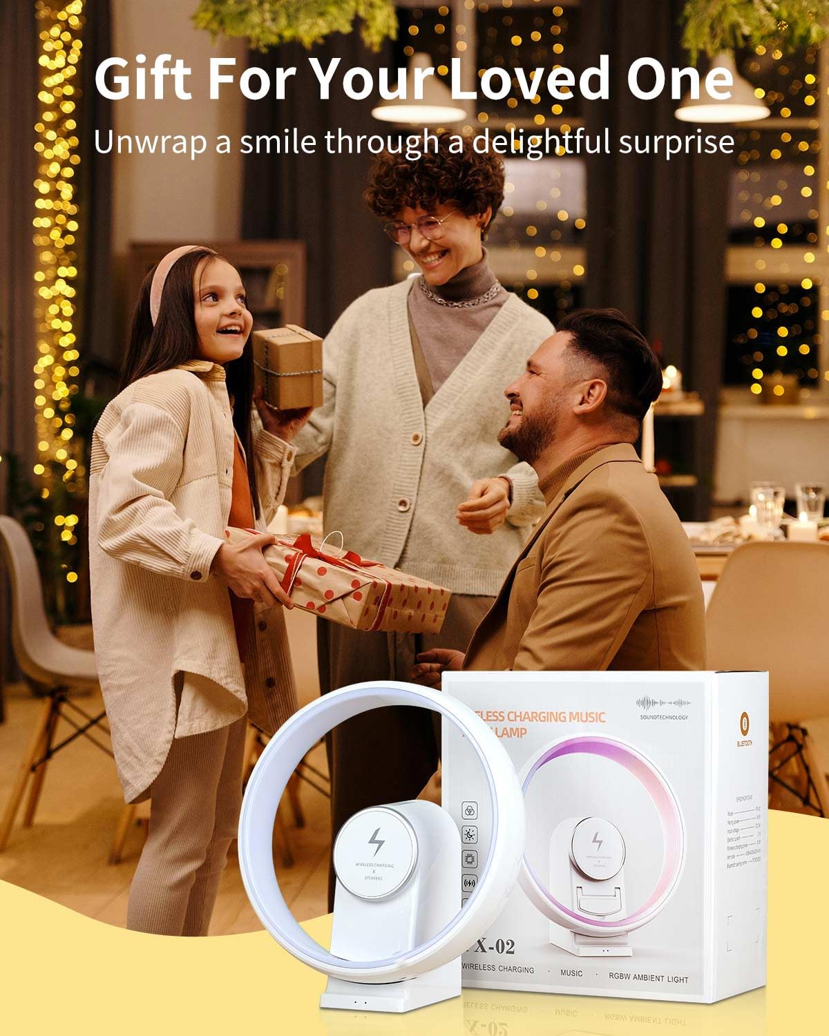 Pluwel 5-In-1 Ambient Bedside Table Lamp With Dimmable Rgb Night Lights, Portable Bluetooth Speaker, 15W Wireless Charging Station, Sturdy Phone Holder, Trendy For Teen Boy Girl