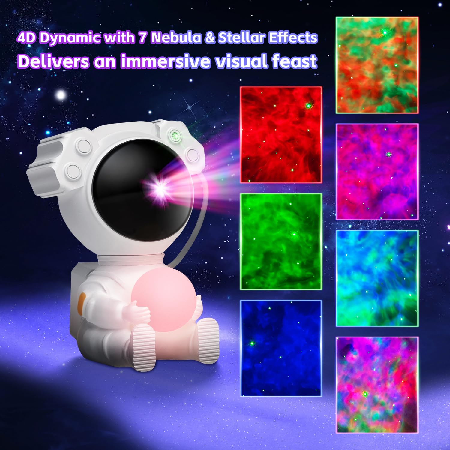 Wonhag Astronaut Galaxy Projector Star Projector Nebula Led Ceiling Galaxy Space Projector For Bedroom Adults Night Light For Kids Room Decor Lamp (White-Ball)