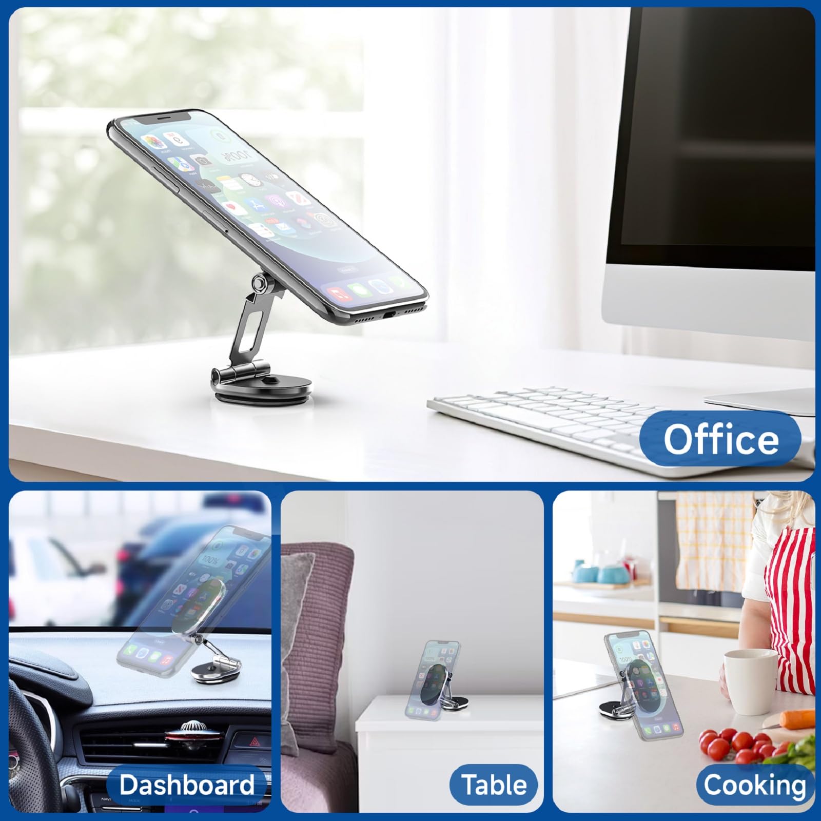 Chdfkkd Magnetic Phone Holder For Car  Foldable 8X Strong Magnetic Phone Mount Multi-Functional 720°Rotation Magnet Cell Phone Mount For All Smartphones (Standard Black)
