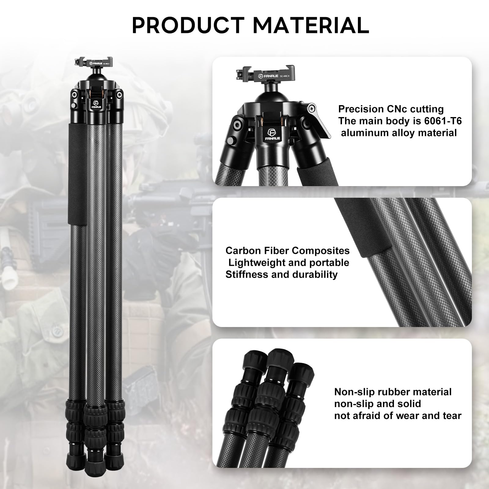 Fanaue Carbon Fiber Tripod Ht-2830-30 For Hunting -Ultra-Durable, Lightweight With Arca Swiss Quick-Release Mount, For Wildlife Photography &Outdoor Adventures, Professional Gradehunting Gear