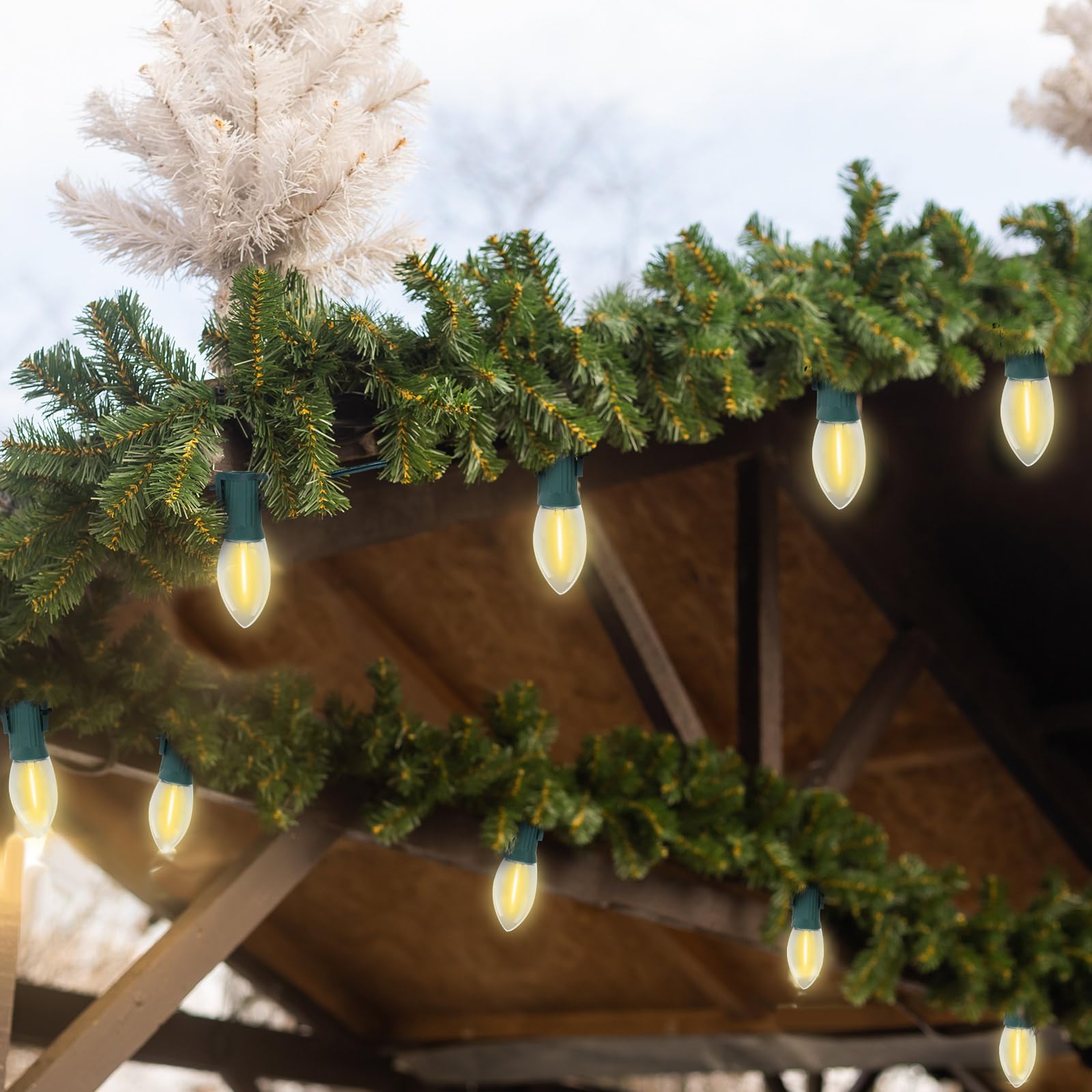 Rossesay C9 Magnetic Christmas String Lights - Outdoor Christmas Light With Shatterproof Led Bulbs For Patio Event Decoration(50 Ft,Warm)