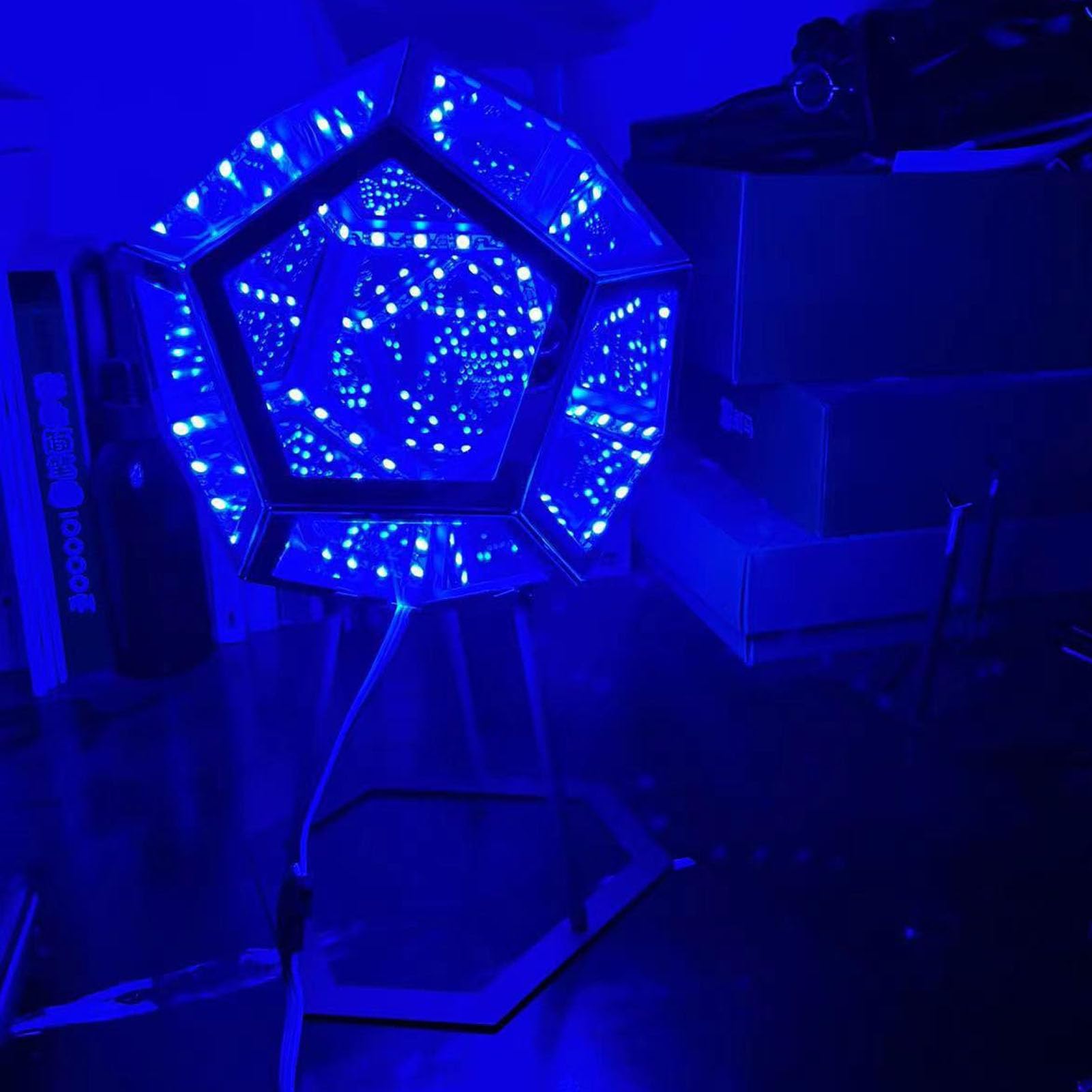 Luqeeg Dodecahedron Gaming Light, Rgbw Led 7 Colors 3D Night Lamp Dodecahedron Night Light Bedside Table Lamp Lamp With Stand & Remote Control For Adult Party
