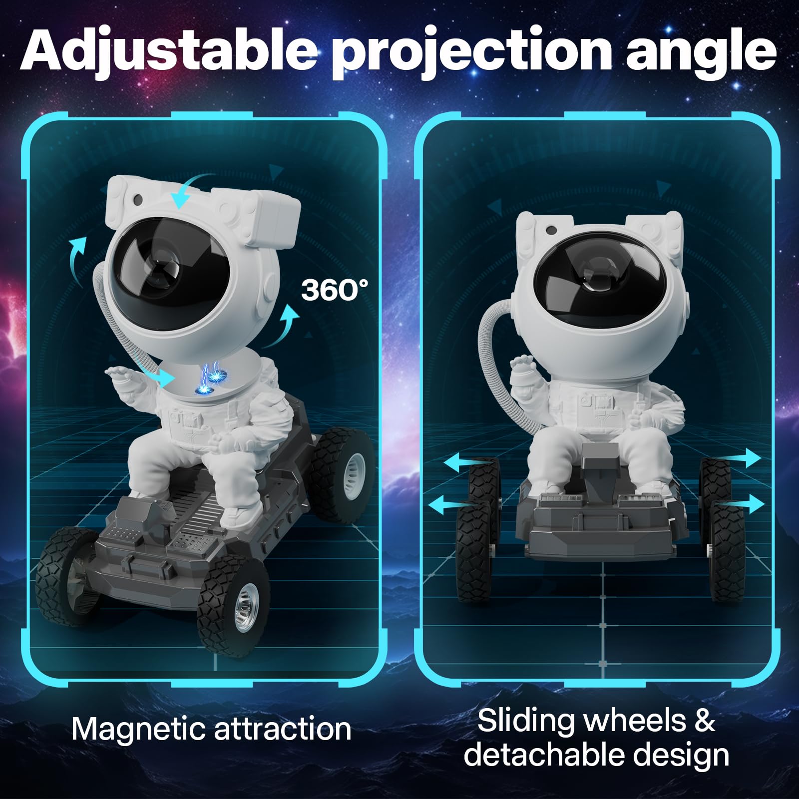 Ecohdt Astronaut Star Galaxy Projector Light 2.0 With Timer, 8 Hd Nebula Effects,360° Adjustable Space Buddy Planetarium Projector Night Light For Bedroom