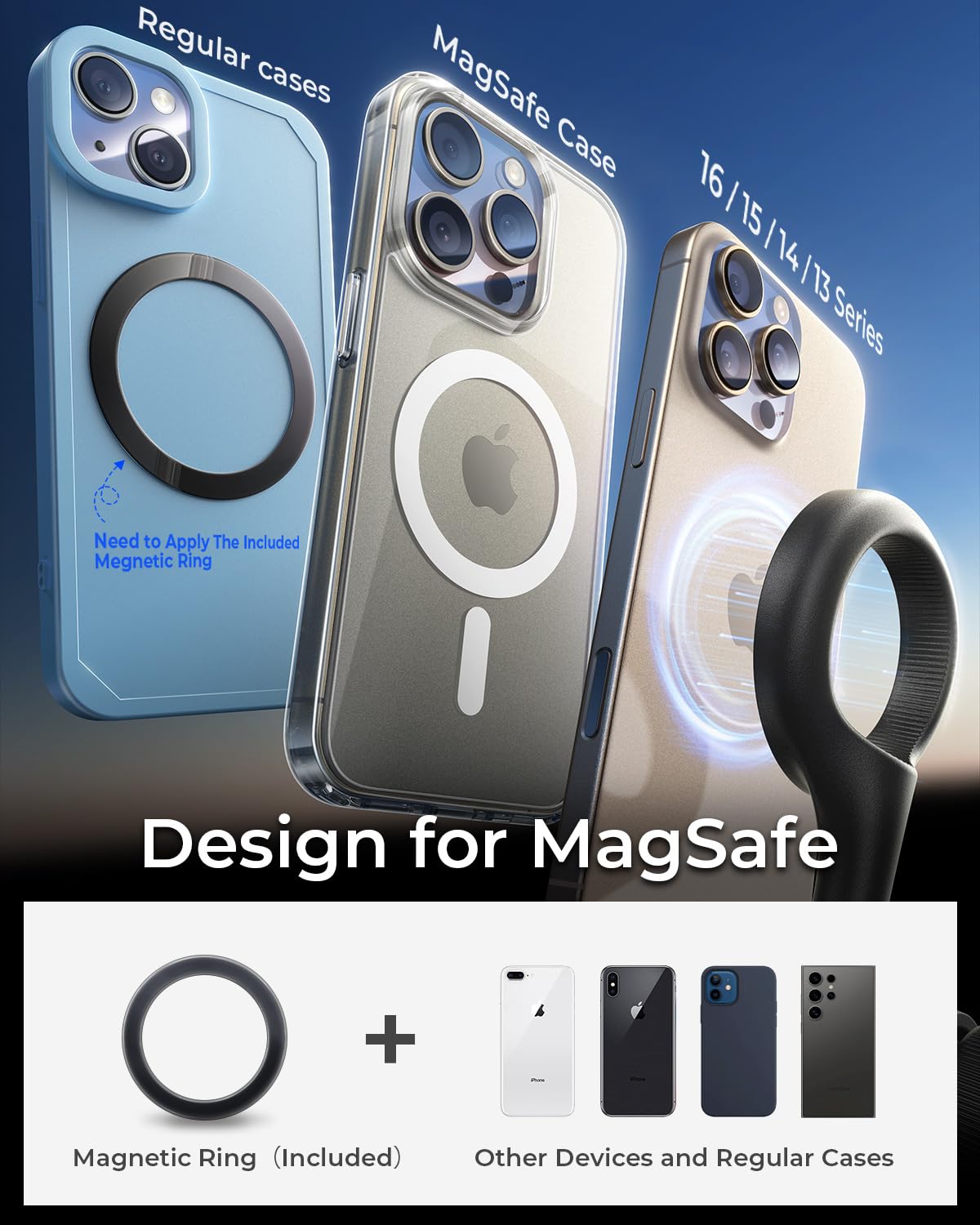 Mrglas For Magsafe Car Mount [   40 Strong Magnets] [360° Rotation] Air Vent Magnetic Phone Holder [Double Metal Hook] Car Phone Holder Mount Compatible Iphone 16 15 14 Pro Max Plus S25 24
