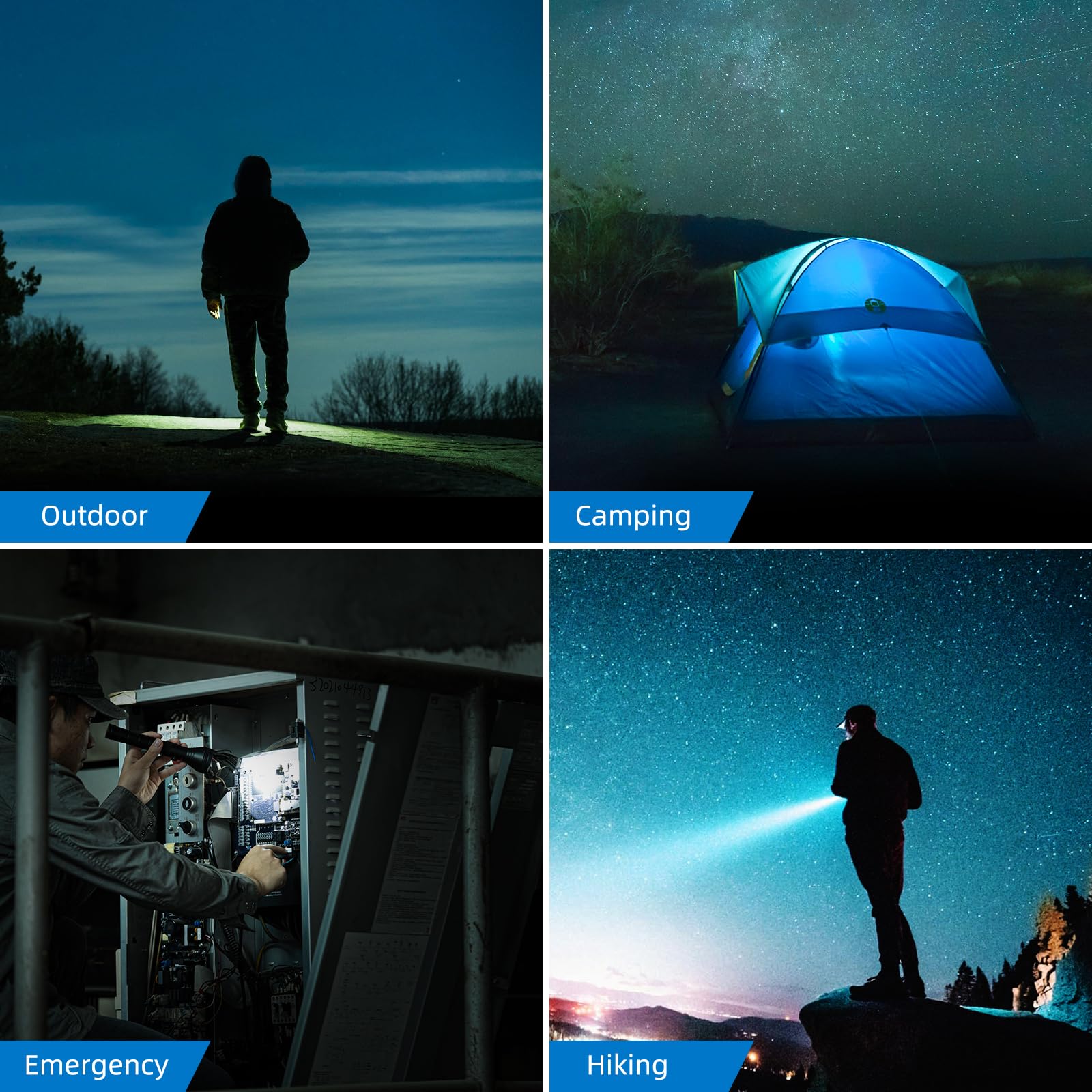 Peetpen Rechargeable Flashlights 1200 High Lumens, Super Bright Handheld Flashlight, Led Tactical Flash Light With 4 Modes & Waterproof For Outdoor, Camping, Home, Emergency, Hiking, Camper Gear(2 Pack）