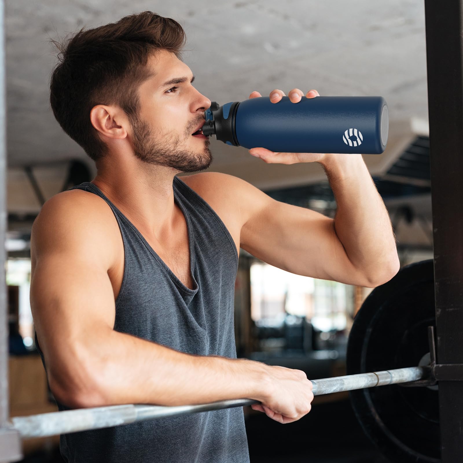 Stainless Steel Insulated Sports Water Bottle 32Oz,-, Double-Wall Vacuum, Magnetic Cap