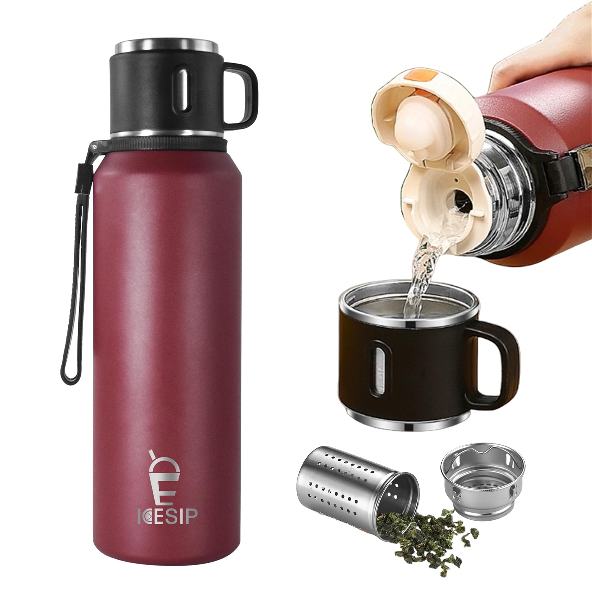 Stainless Steel Insulated Bottle, 27Oz With Cup Vacuum Insulated Water Bottle