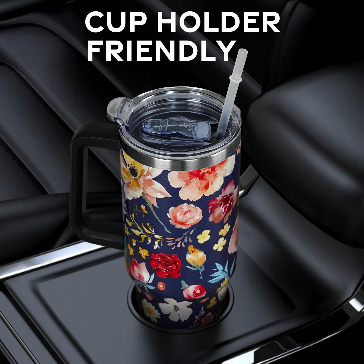 40 Oz Tumbler With Handle And Straw Lid  Vacuum Insulated Leak Proof Tumbler