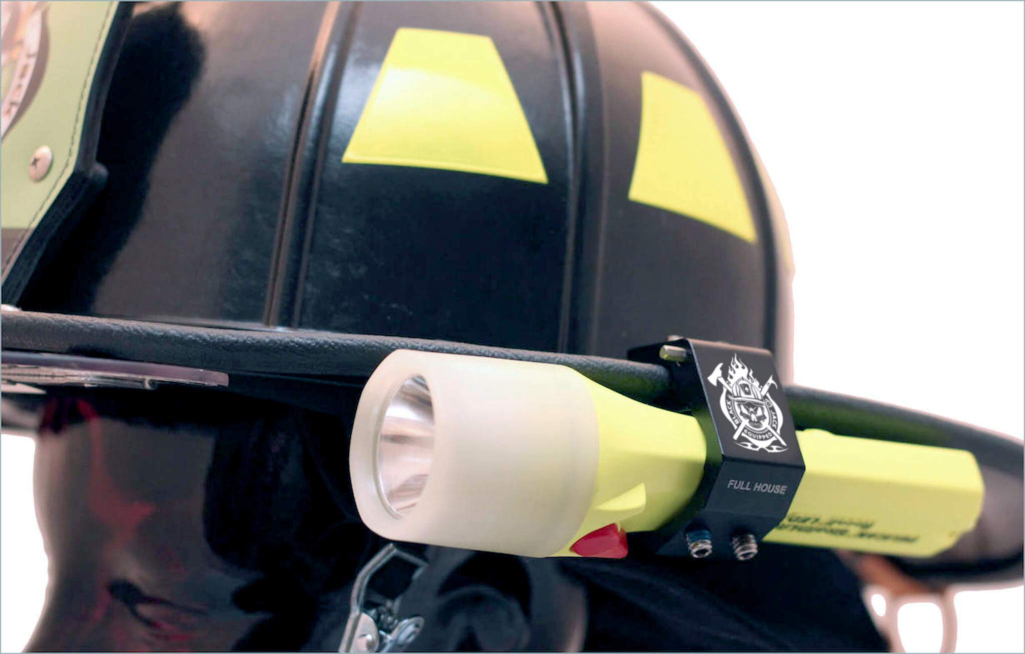 Fire Cam Blackjack Firefighter Helmet Aluminum Flashlight Holder (Full House)