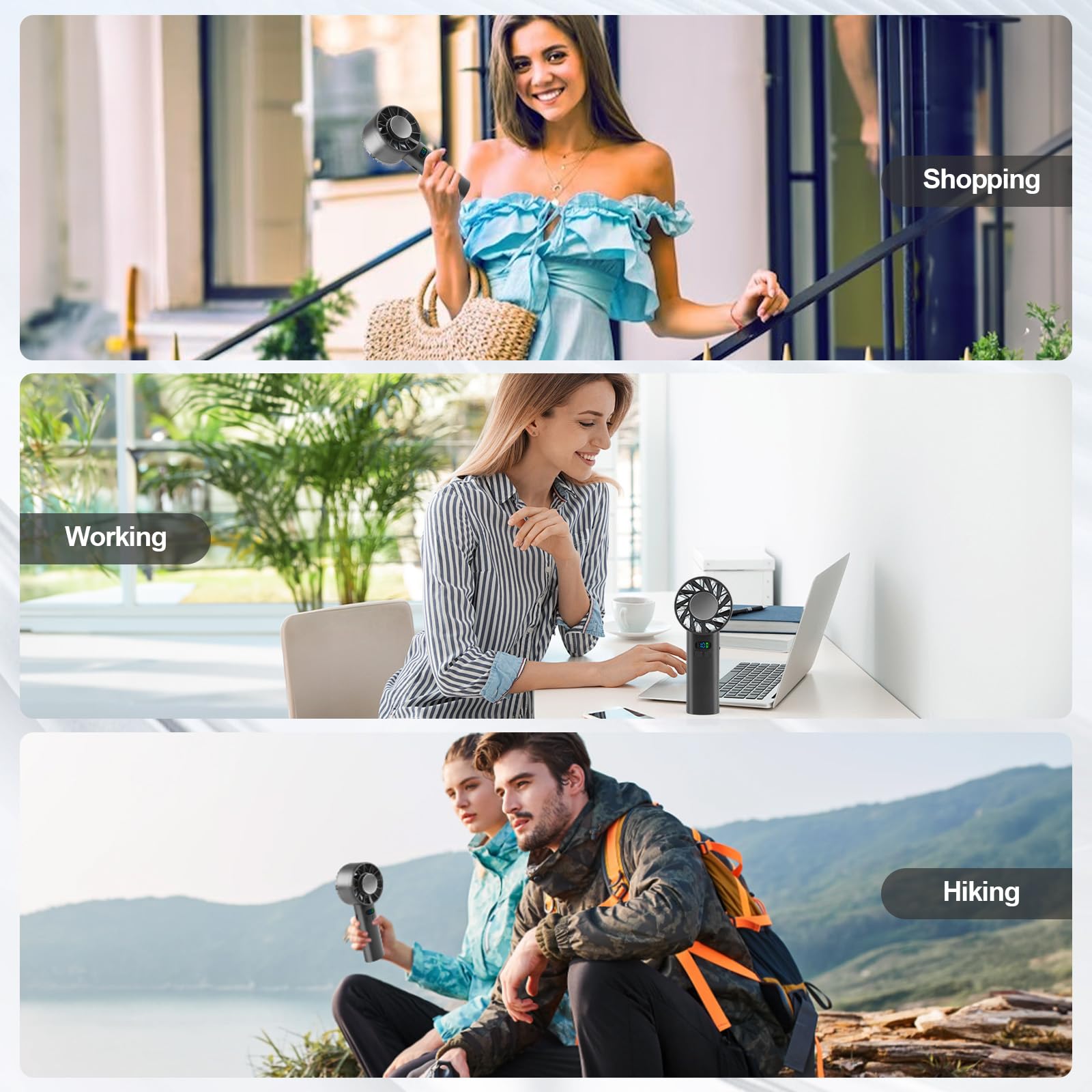 Gudoqi Portable Handheld Fan, 5200Mah Rechargeable Quiet Personal Turbo Fan Blows Cold Air