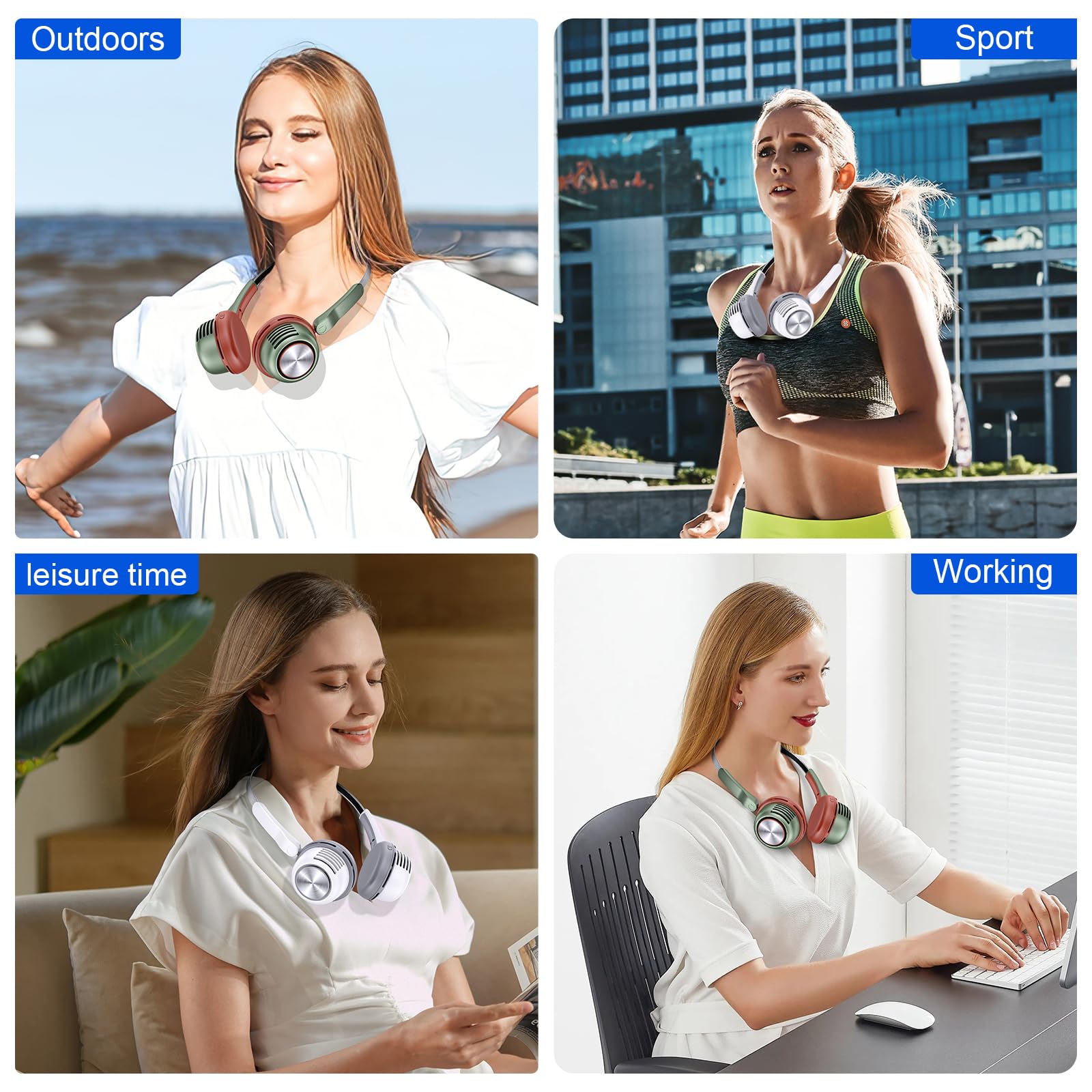 Portable Neck Fan,Hands Free Bladeless Fan,Usb Rechargeable Wearable Cooling Personal Fan, 360° Cool
