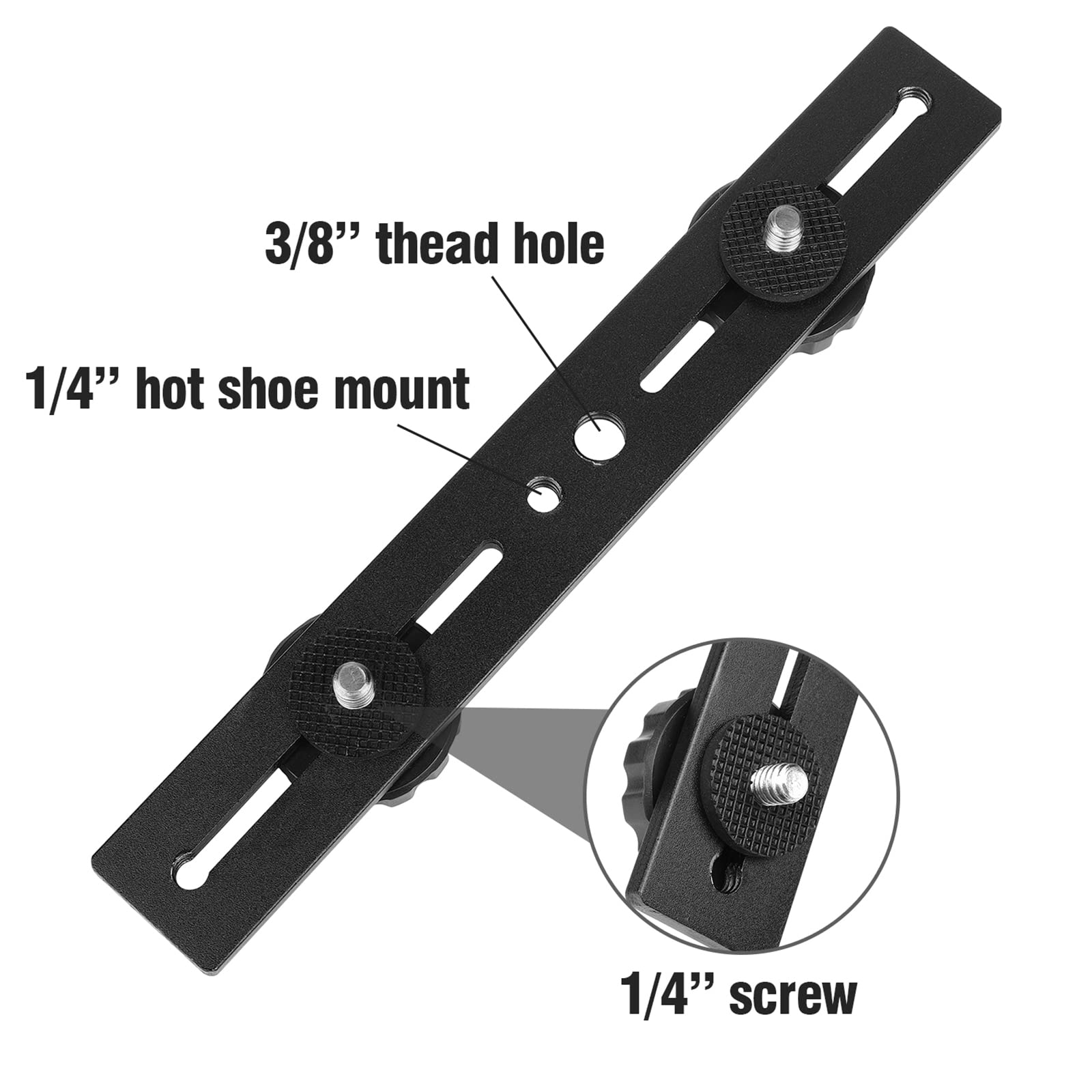 Chromlives Dual Camera Mount Flash Extension Bar, 8"/20.3Cm Tripod Bracket Mount, 1/4'' Dual Hot Shoe Mount For Camera Compatible With Led Light, Dslr Camera, Tripod And More