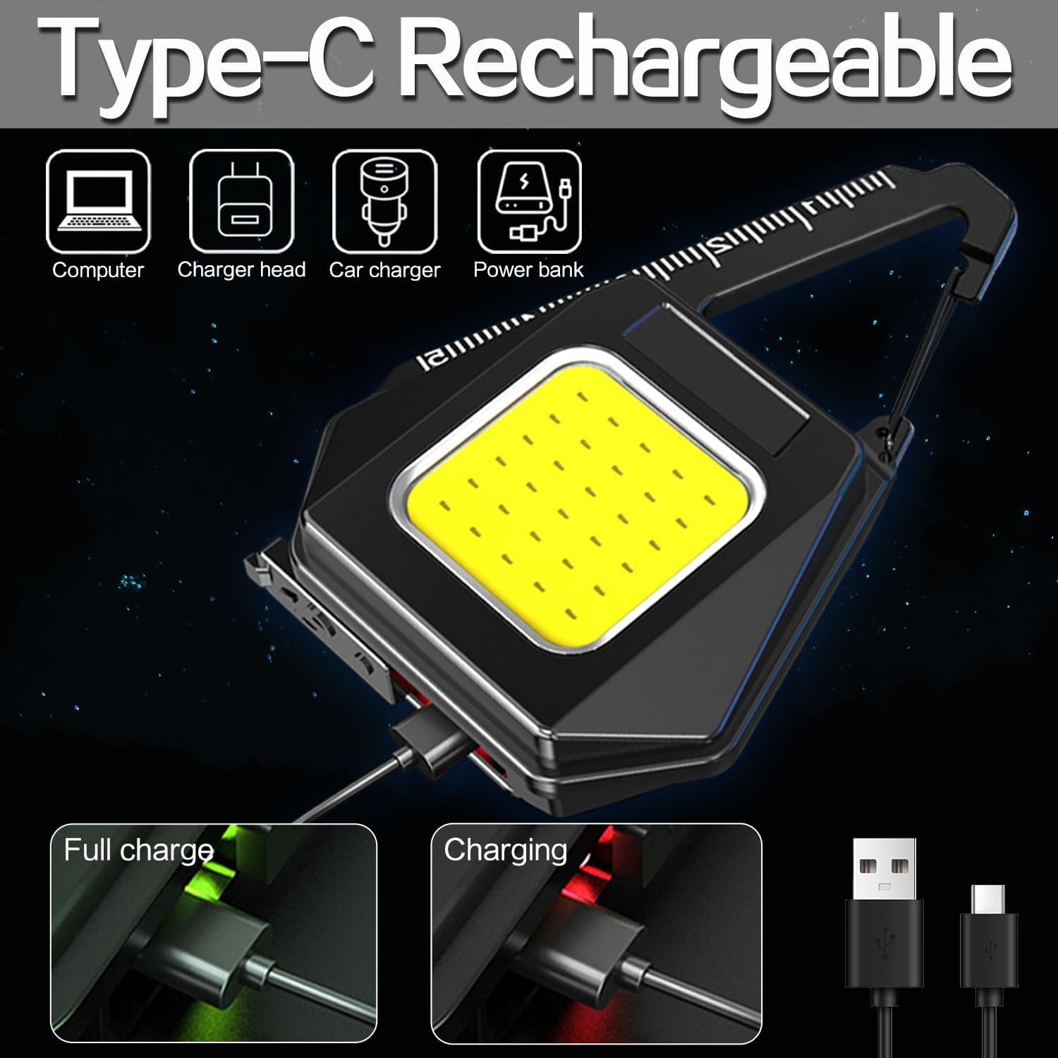 Pocketman Multifunctional Keychain Emergency Light Rechargeable Portable Work Light Keychain Cob Light With Magnetic Base Bottle Usb Rechargeable Pocket Light With Ruler For Camping Hiking Repairing (10)