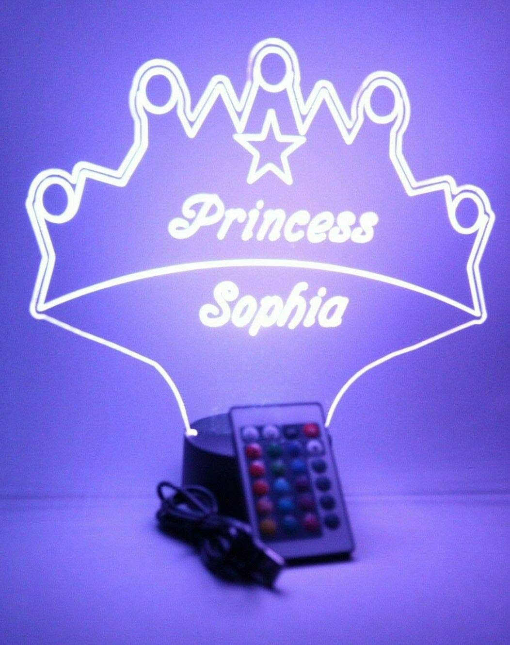 Mirror Mania Princess Crown Night Light Up Table Lamp Led Engraved Custom Name Personalized Royalty Fairy Kids Room Decor, 16 Colors, It'S Wow, Great Christmas/Birthday For Kids, Girls & Boys, Toddlers