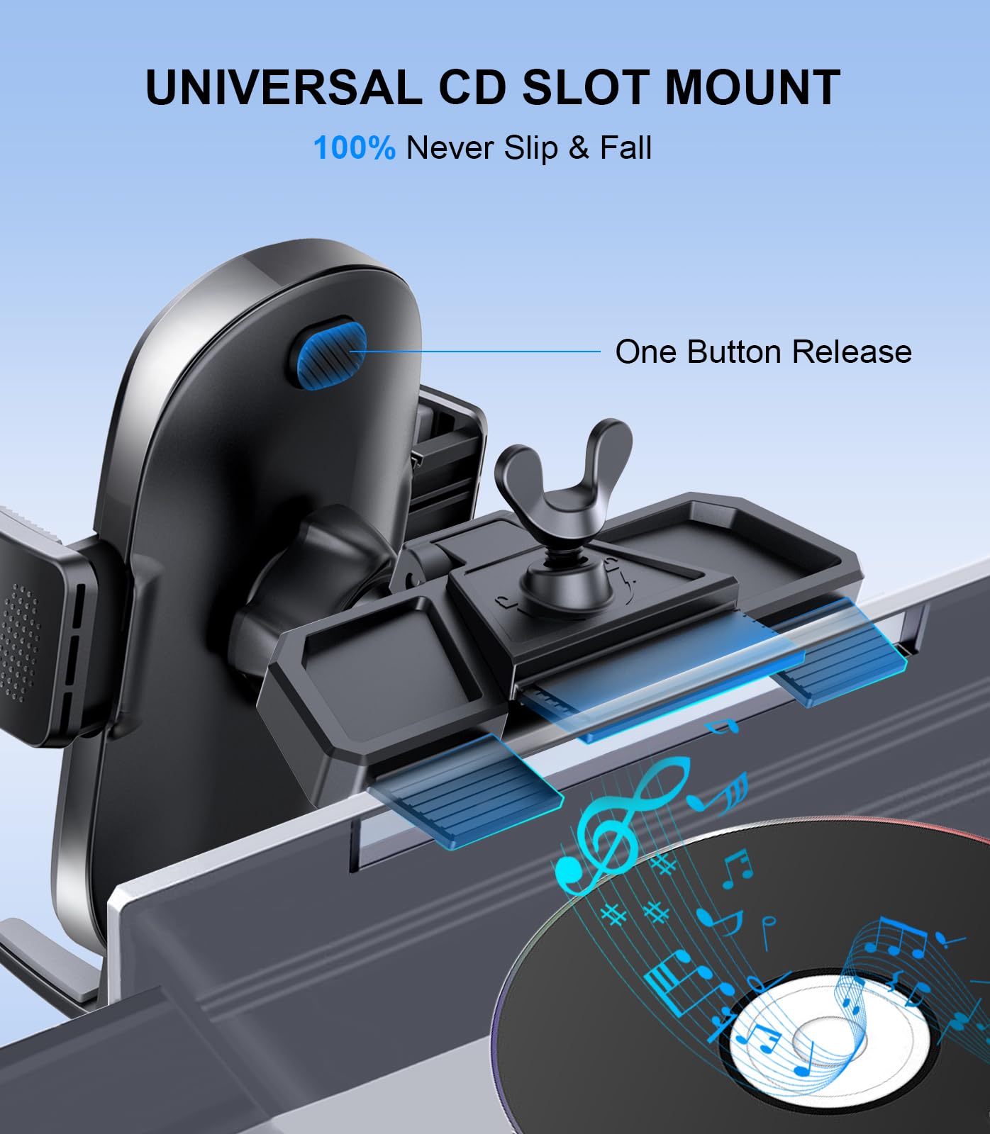 Guanda Technologies Co., Ltd. Car Phone Holder, Universal Cd Slot Phone Mount, Hands  Automobile Cell Phone Stand, 360° Adjustable Phone Mount For Car Compatible With Iphone & Android Cell Phones (Black)