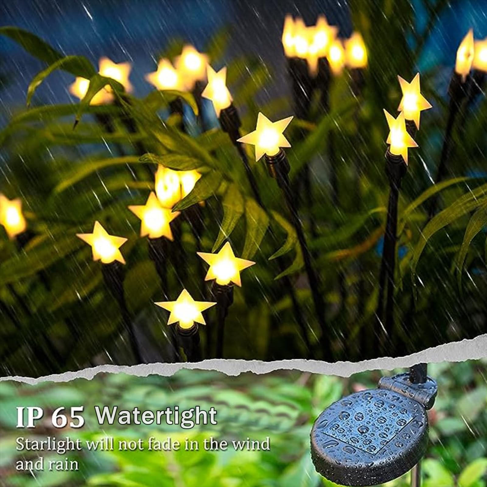 Colcutee Colcutee10 Led Solar Garden Lights, 2 Pack Firefly Light Outdoor Waterproof, Warm White Outdoor Garden Starburst Lights, For Patio,Yard,Pathway