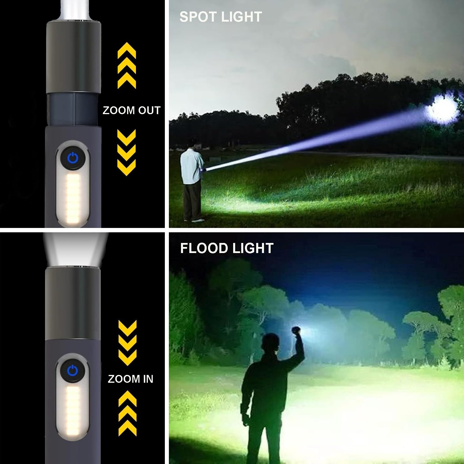 Jamisay Led Rechargeable Flashlights, Zoomable 4 Modes 1000 Lumens, Ipx4 Waterproof & Type-C Powerful Tactical Small Flashlights For Hiking, Travel, Camping, Emergency