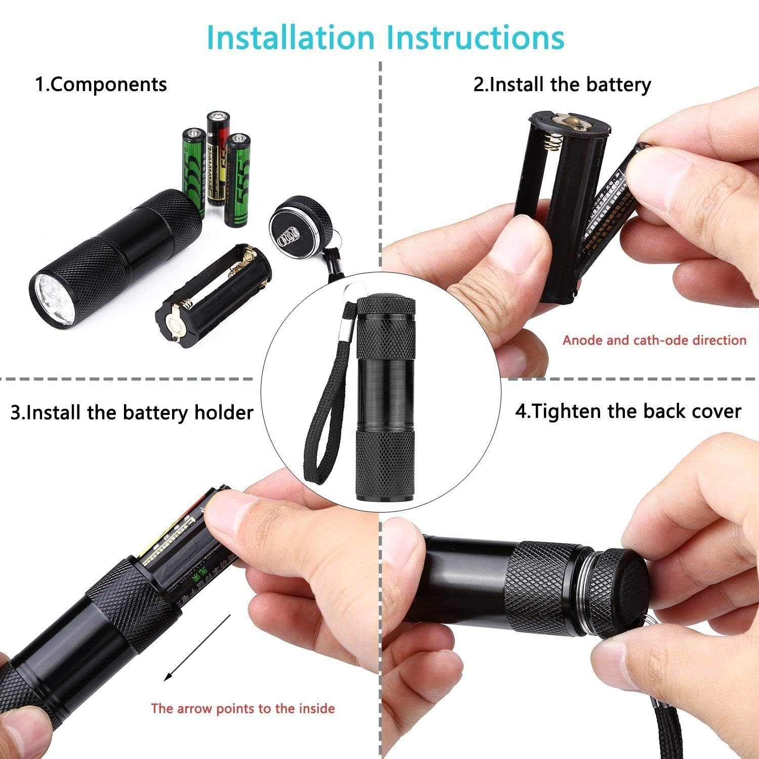Cfikte Uv Led Flashlight Black Light Uv Lights 9 Led Ultraviolet Blacklight Flashlights Pets Urine And Stains Detector On Clothes Carpet Rugs (5 Pack)