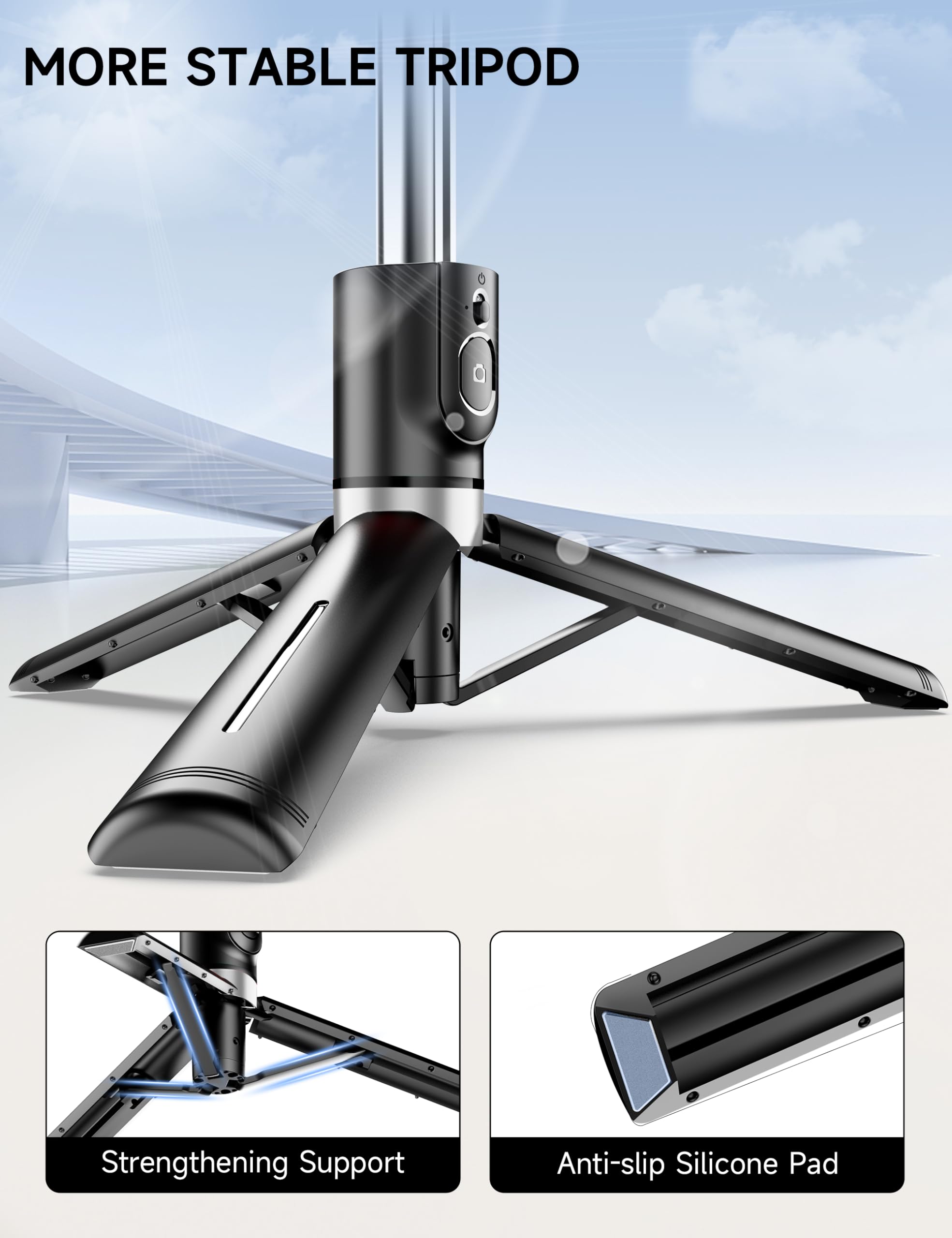 Selfieshow 45" Selfie Stick Tripod With 2 Lights, Extendable 5 In 1 Selfie Stick Phone Tripod, Portable Selfie Sticks With Wireless Remote Compatible With Iphone 15/14/13 Pro Max, Samsung, Android, Gopro