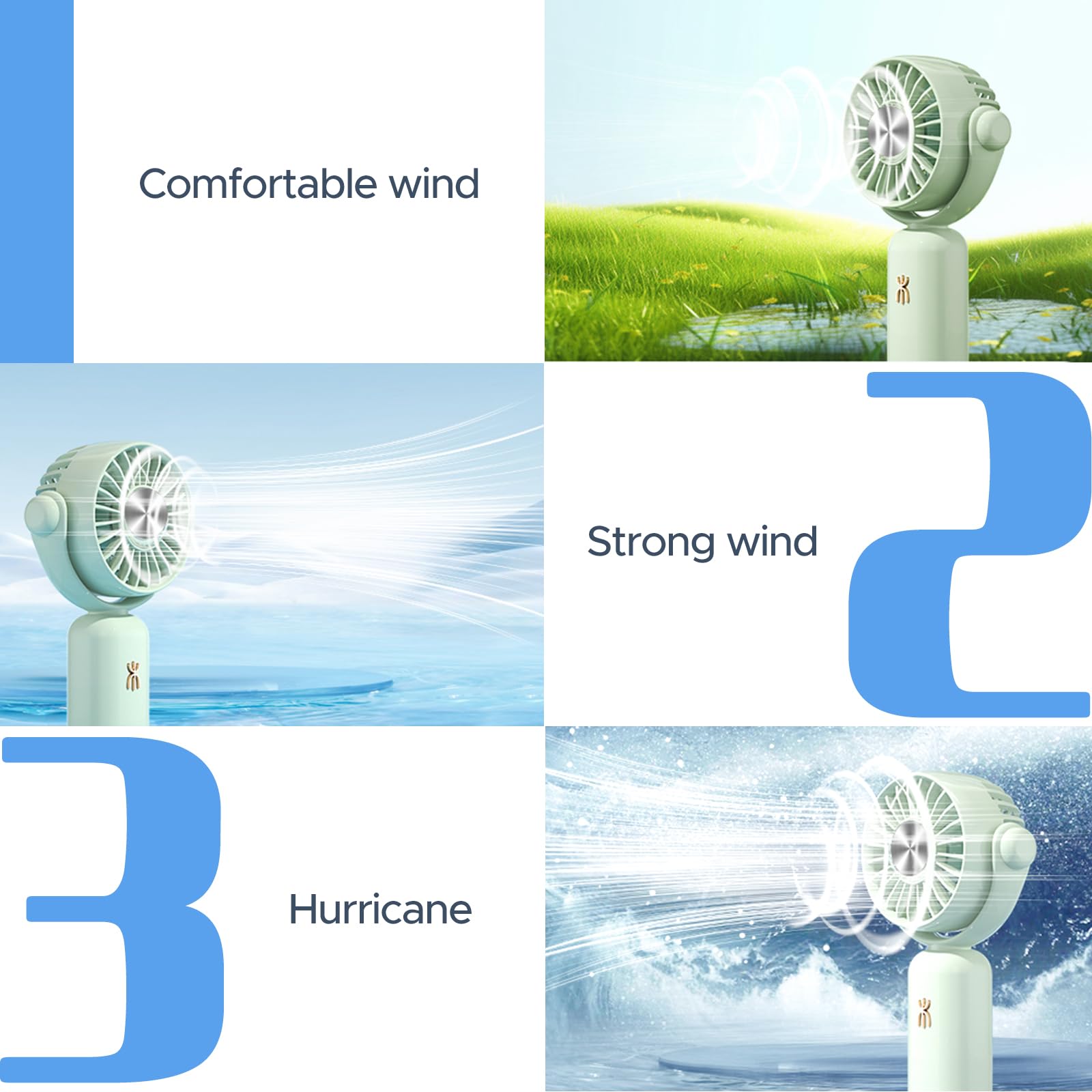 Qearfun Handheld Lanyard Fan, Mini Usb Fan Battery Rechargeable, Pocket Fan Portable With 3 Speeds