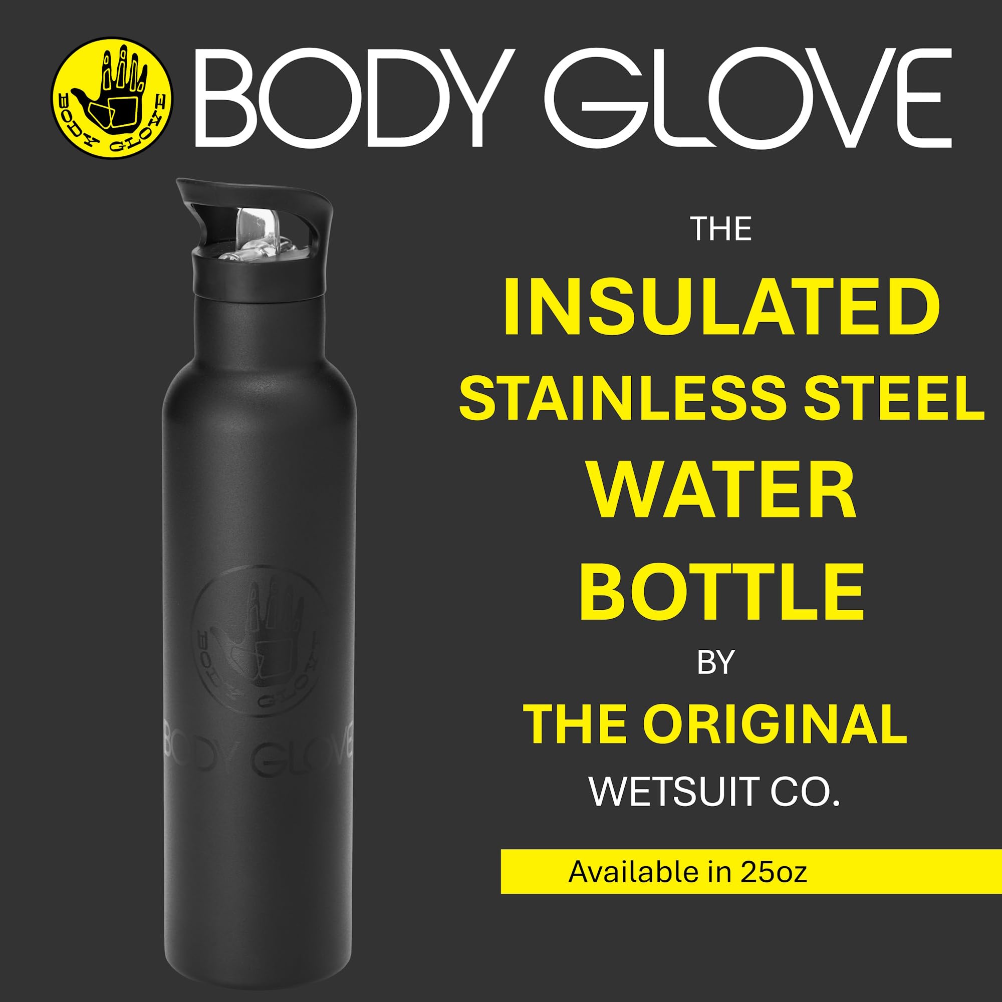 Body Glove 25Oz Stainless Steel Vacuum Insulated Water Bottle With Straw