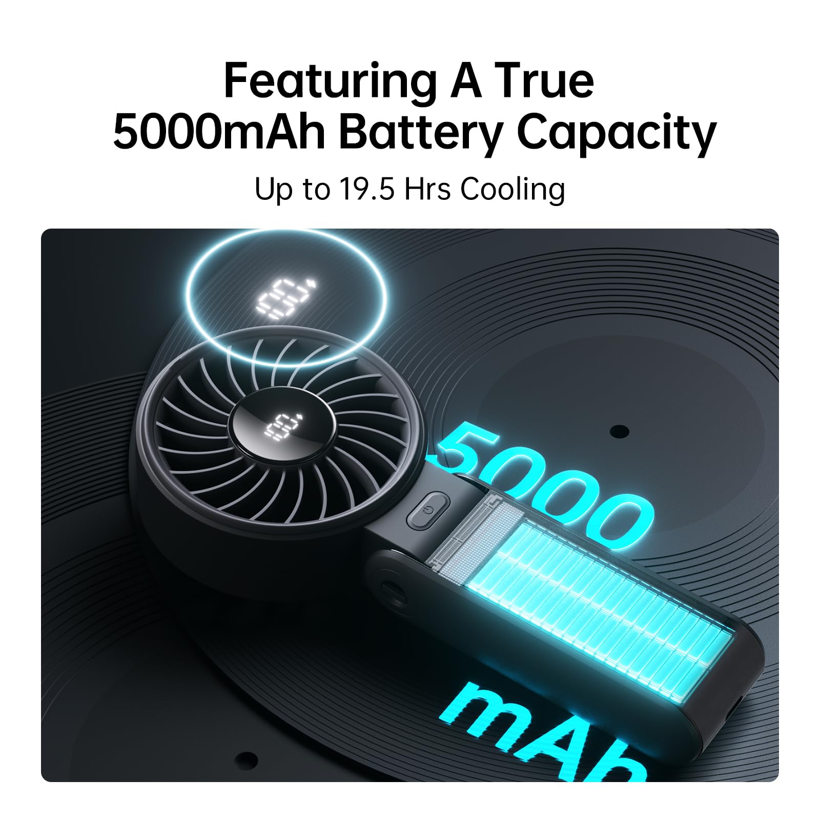 Jisulife Handheld Fan Life7 – Ultimate Flexibility: High-Power Motor, Led Display, 19.5 Hrs Cooling
