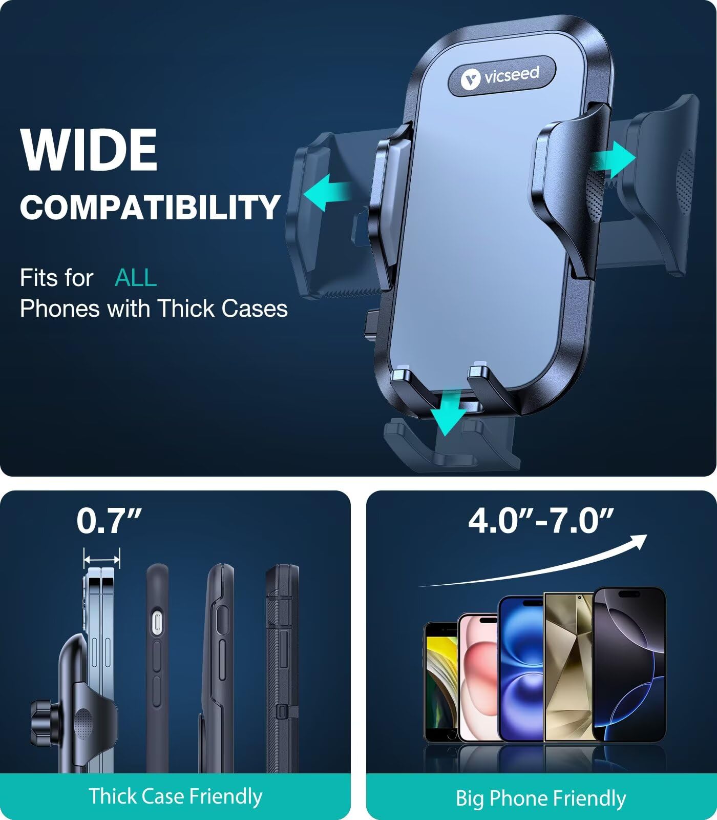 Vicseed [No.1 Powerful Suction] [Rally Racing-Grade Stability] Phone Holders For Your Car   Car Phone Holder Mount Truck Stand For Dashboard Windshield Vent For Iphone Samsung All Phones