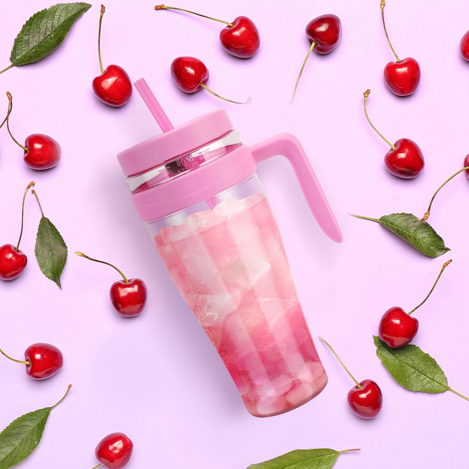 Hydraful 50 Oz Tritan Plastic Tumbler With Lid And Straw And Handle - 100% Leak-Proof - Perfect