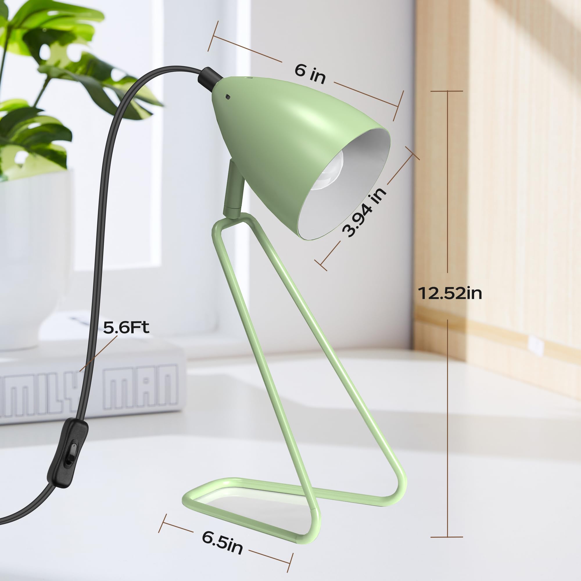 Partphoner Table Lamp Set Of 2, 350°Rotatable Small Desk Lamp, Modern Green Reading Bedside Lamps, Suitable For Study, Bedroom, Office, Dorm, Children'S Room, 2 Bulbs Included