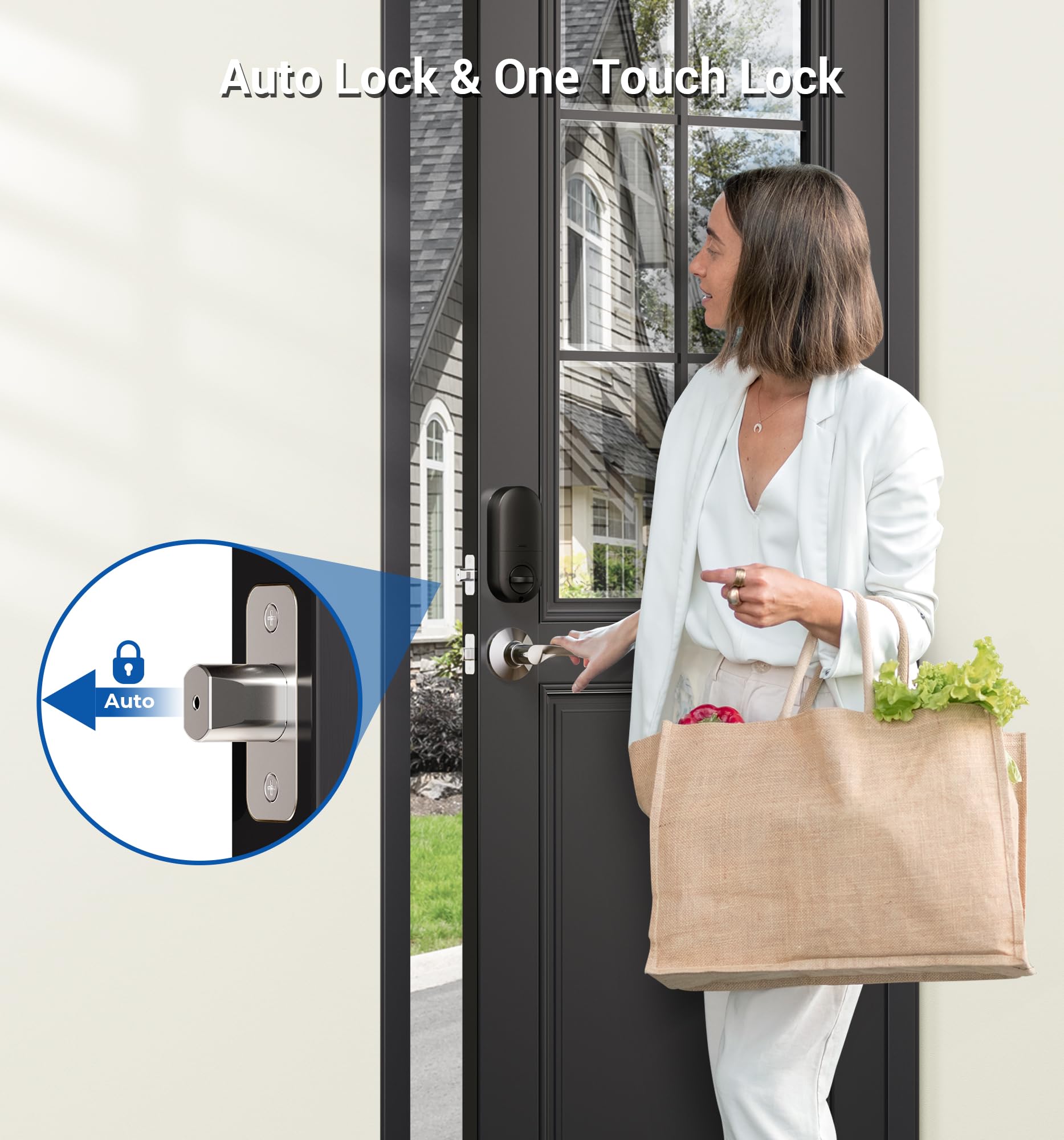 Veise Keyless Entry Door Lock, Electronic Keypad Deadbolt, Keyed Entry, Auto Lock, Anti-Peeking Password, Back Lit & Easy Installation Design, Satin Nickel