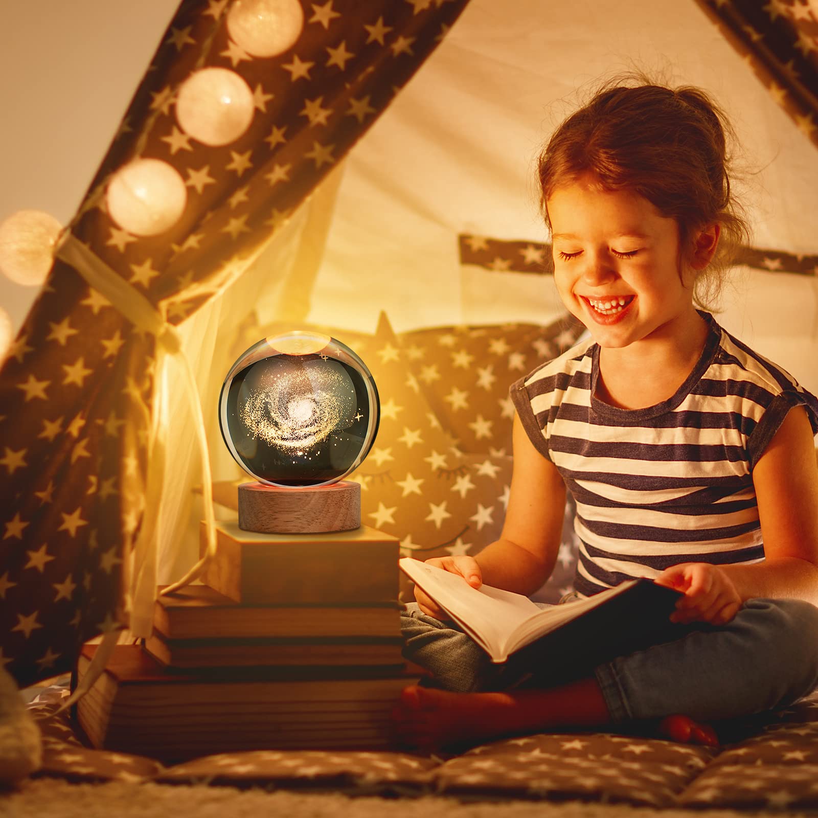 Janarary 3D Galaxy Crystal Ball Night Light For  With Colorful Led Light Base, Color Changing Light With Remote As A Birthday  For Teens Boys And Girls, Galaxy Model