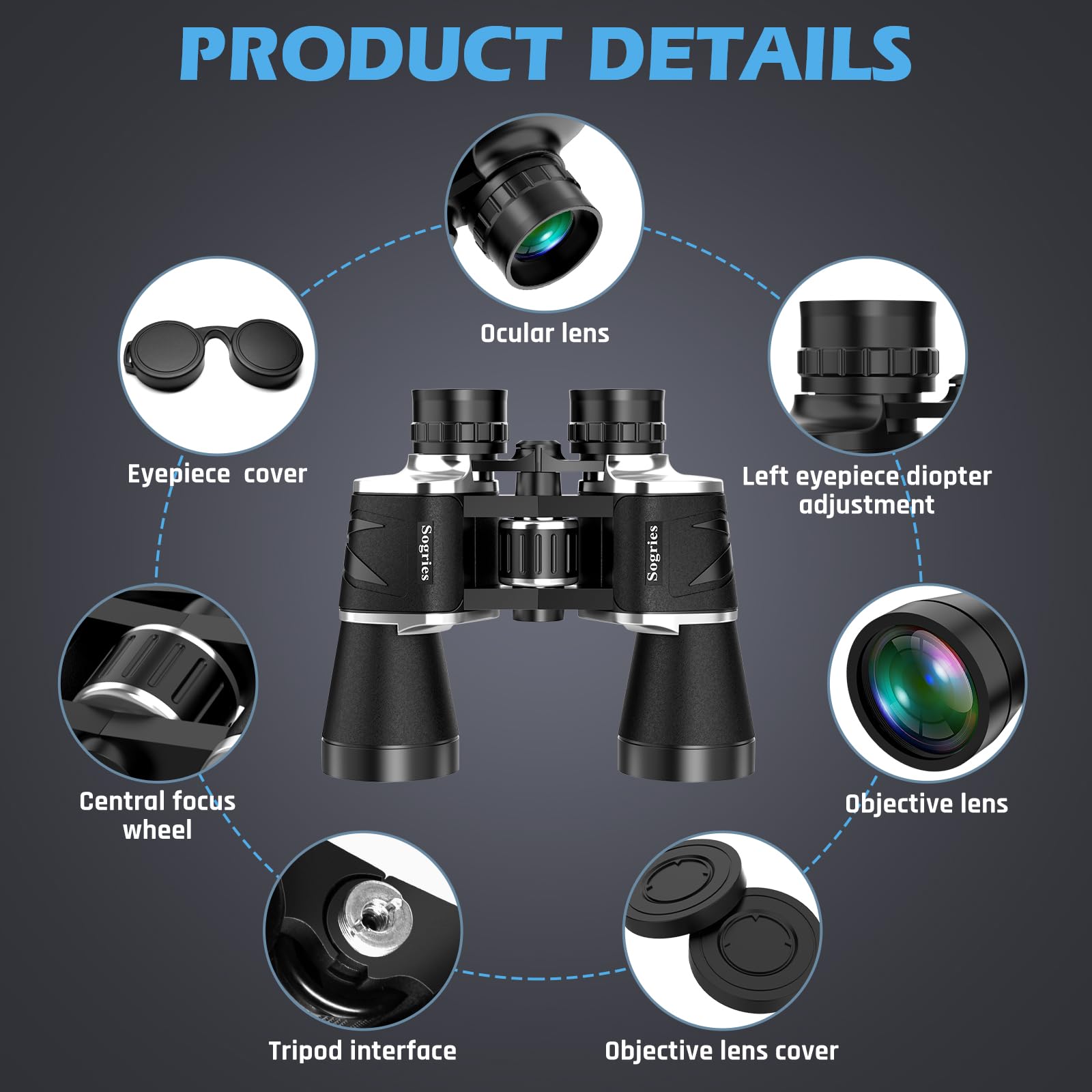 Sogries 20X50 High Power Binoculars For Adults With Low Light Night Vision,Military Compact Hd Professional/Daily Waterproof Binoculars For Bird Watching Hunting/Traveling/Outdoor