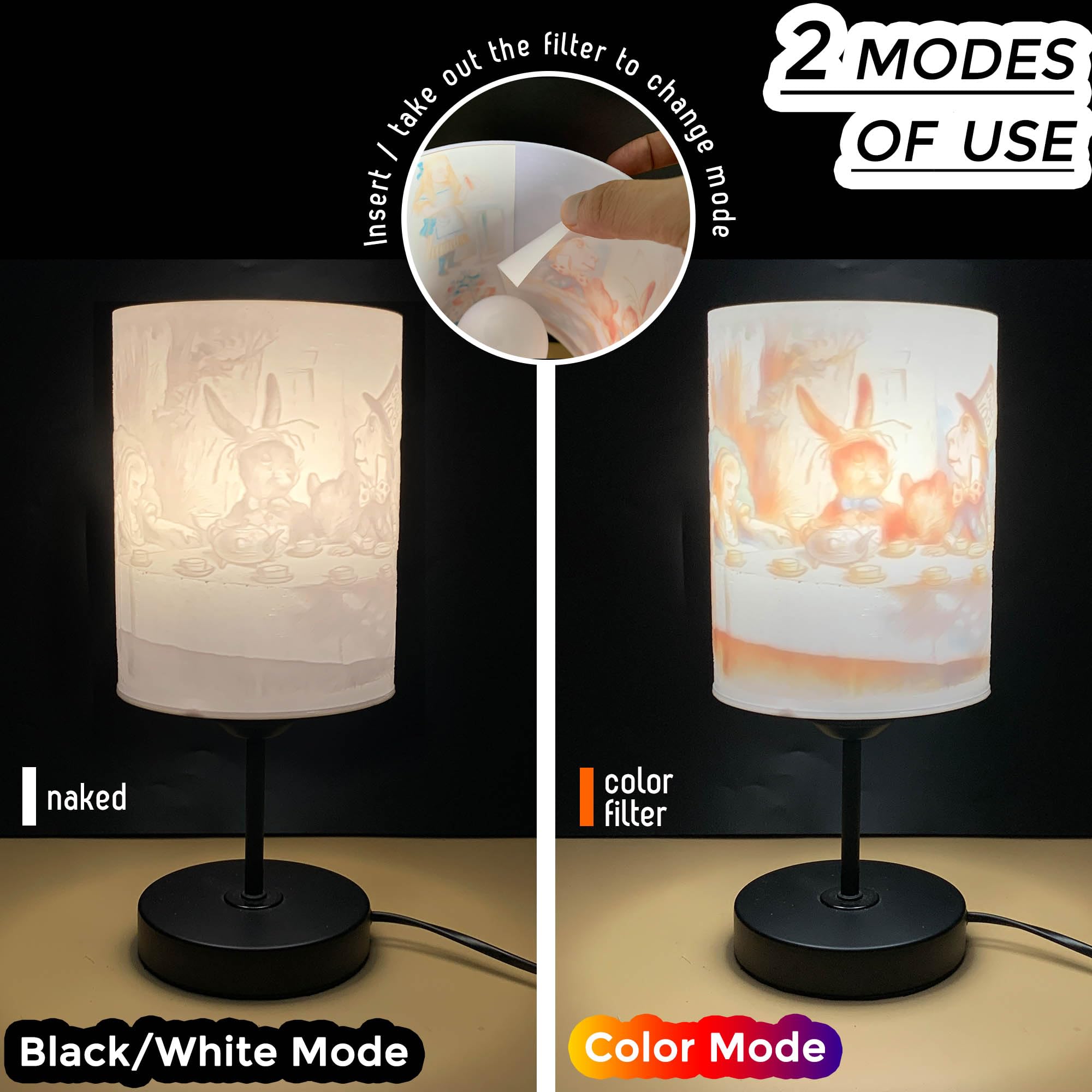 Yimoo Alice In Wonderland Lamp, Table Lamp Birthday Christmas For Girls Women Boys, Night Light Bedroom Accessories Party Decoration Collectable Merchandise