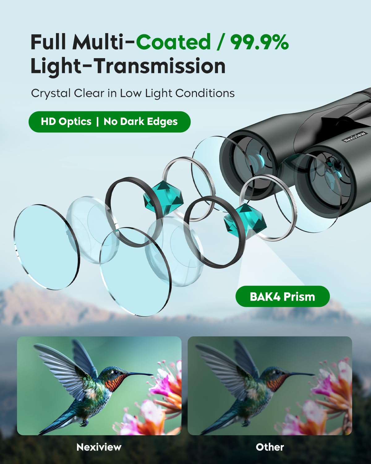 Nexiview 15X52 Hd Binoculars For Adults High Powered With  Phone Adapter - Large & Bright View, Lightweight, Ipx7 Waterproof - Binoculars For Hunting Bird Watching Travel