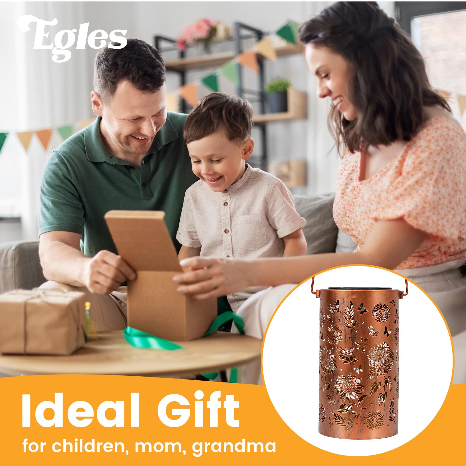 Egles Solar Lanterns Outdoor Waterproof - Unique Sunflower Design With Metal Frame, Long-Lasting Lights For Garden Decor - Perfect  For Women, Mom, Grandma, Patio & Yard