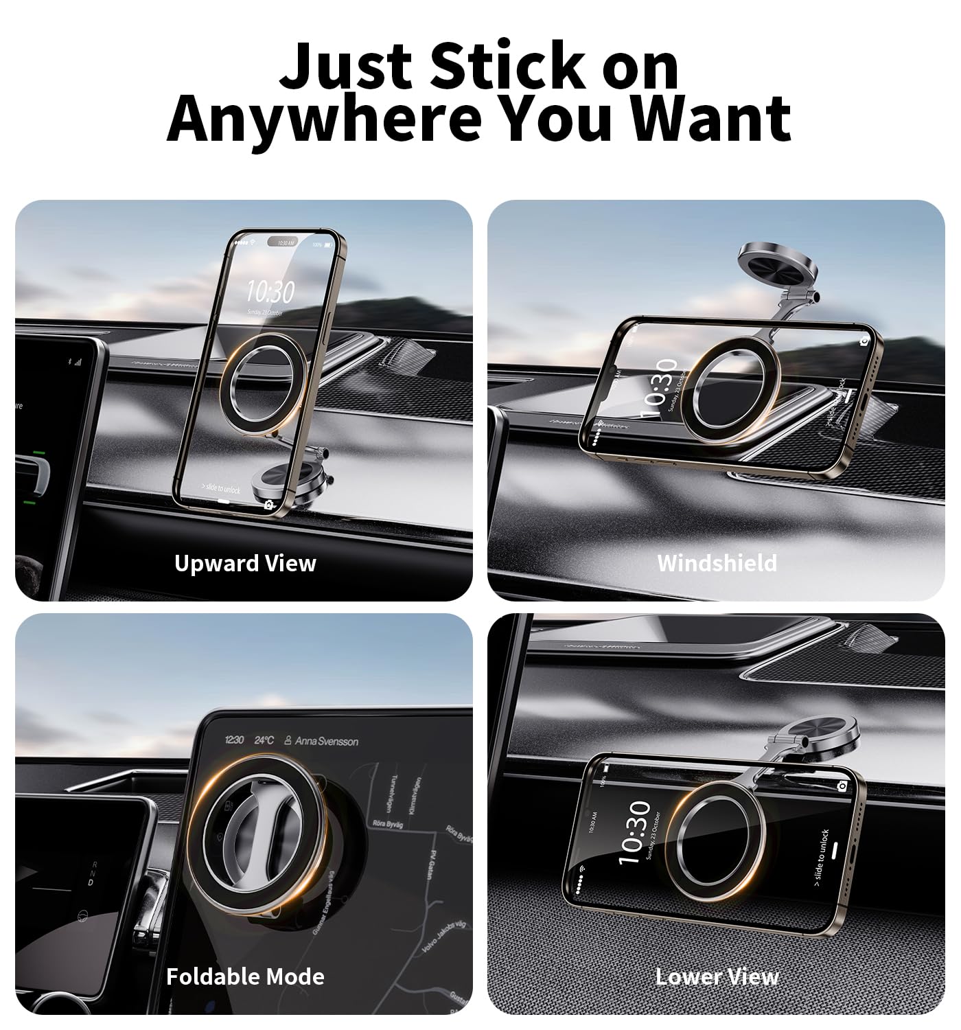 Ibnsdoy Magnetic Phone Holder For Car, Magsafe Car Mount Ultra Magnetic Phone Holder For All Cell Phones For Iphone 16 15 14 13 12 Pro Max (Silver)