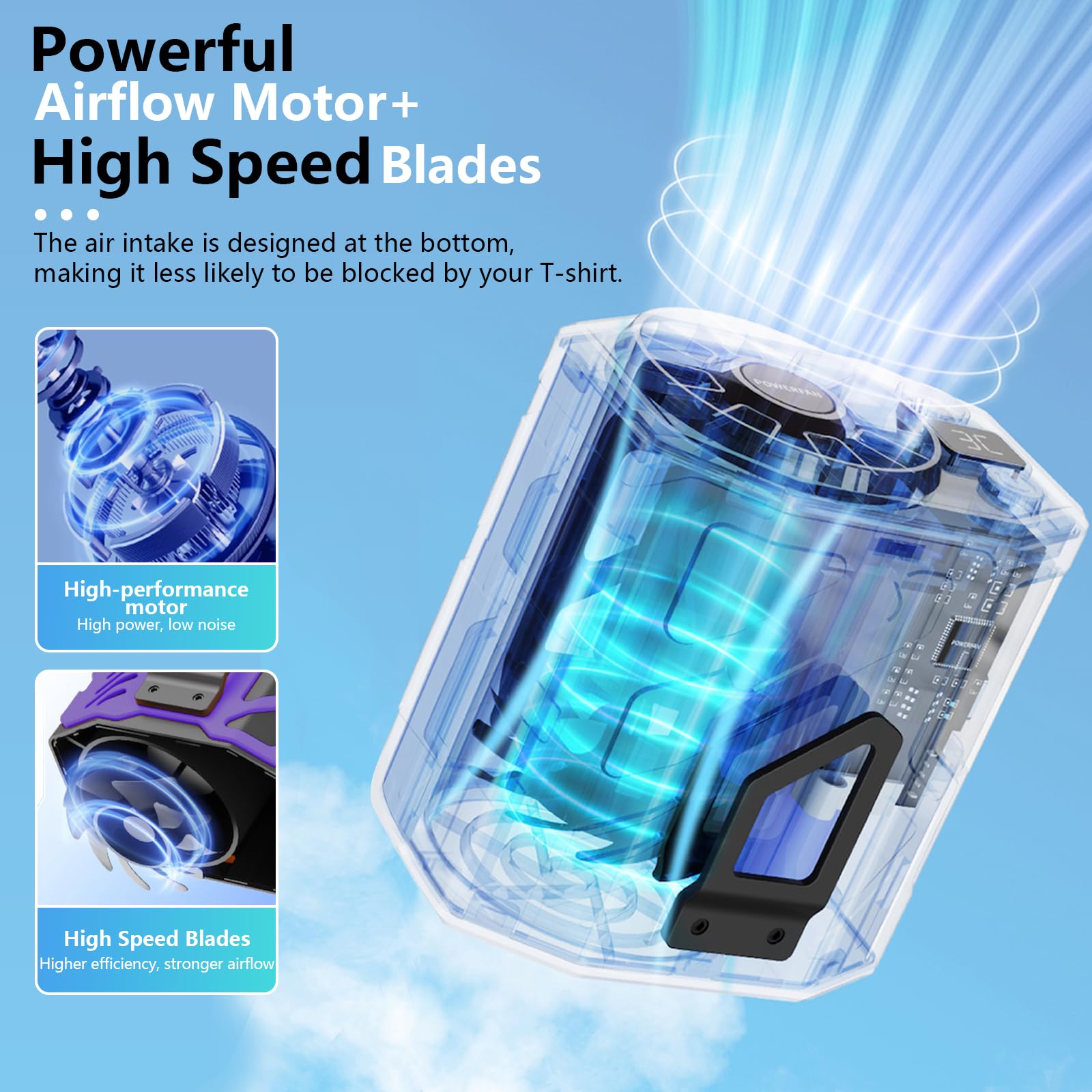 Portable Waist Fan Personal 10000Mah 10 Speeds Shirt Belt Fan Clip On Cooling Wearable Air Condition
