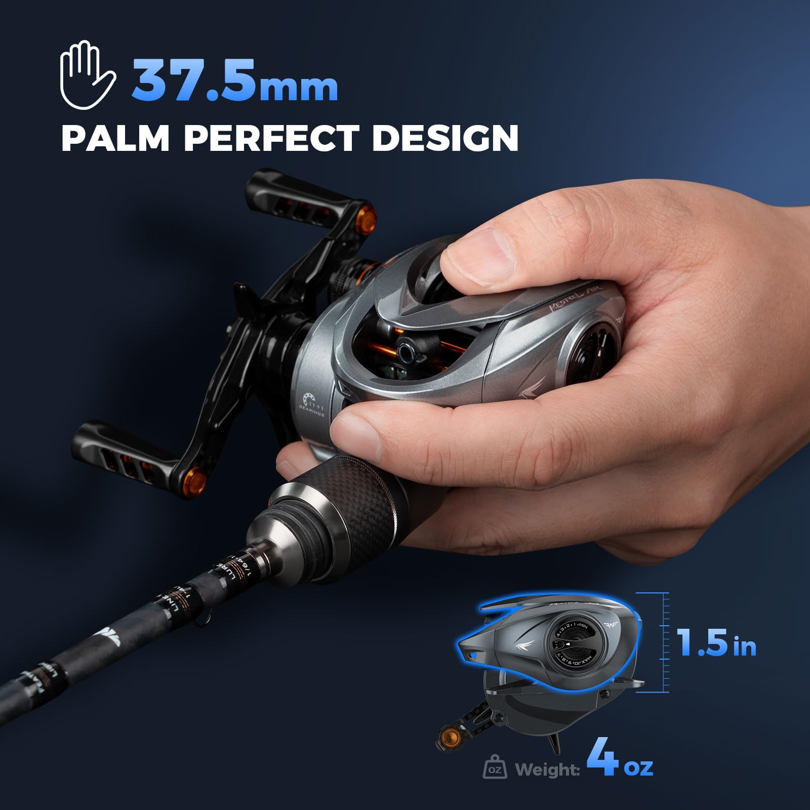 Kastking Kestrel Air Micro Finesse Casting Reel, Ultralight Baitcasting Fishing Reel, Easily Casts Lures Down To 0.5 Gram, Backlash Prevention Brake, 7.6:1 Gear Ratio, 2+9+1 Ball Bearings