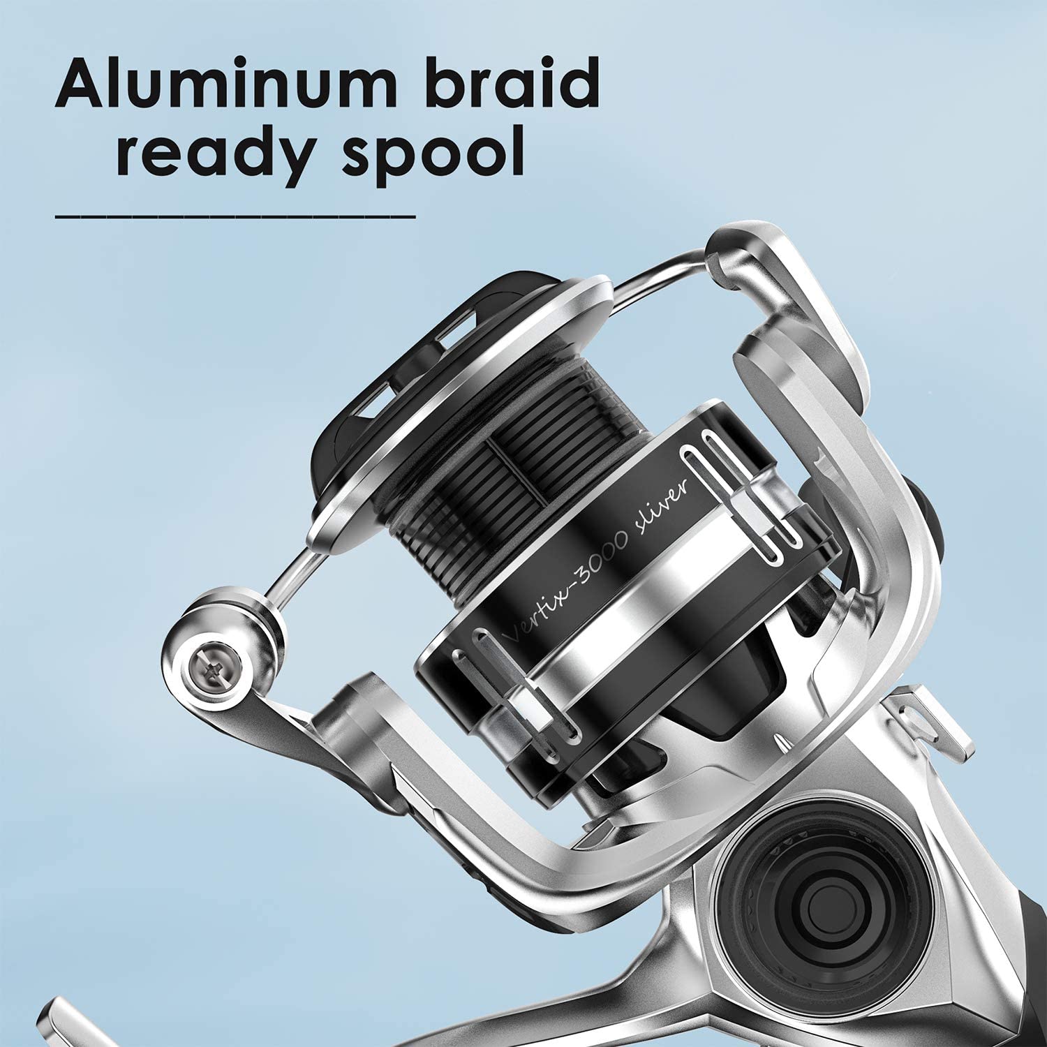 Tempo Travel Fishing Reels Spinning Vertix 10+1 Bb 6.2:1 High Gear Ratio - 20Lbs Drag Max Carbon Fiber Perfect For Freshwater Bass Catfish Spinning Reels