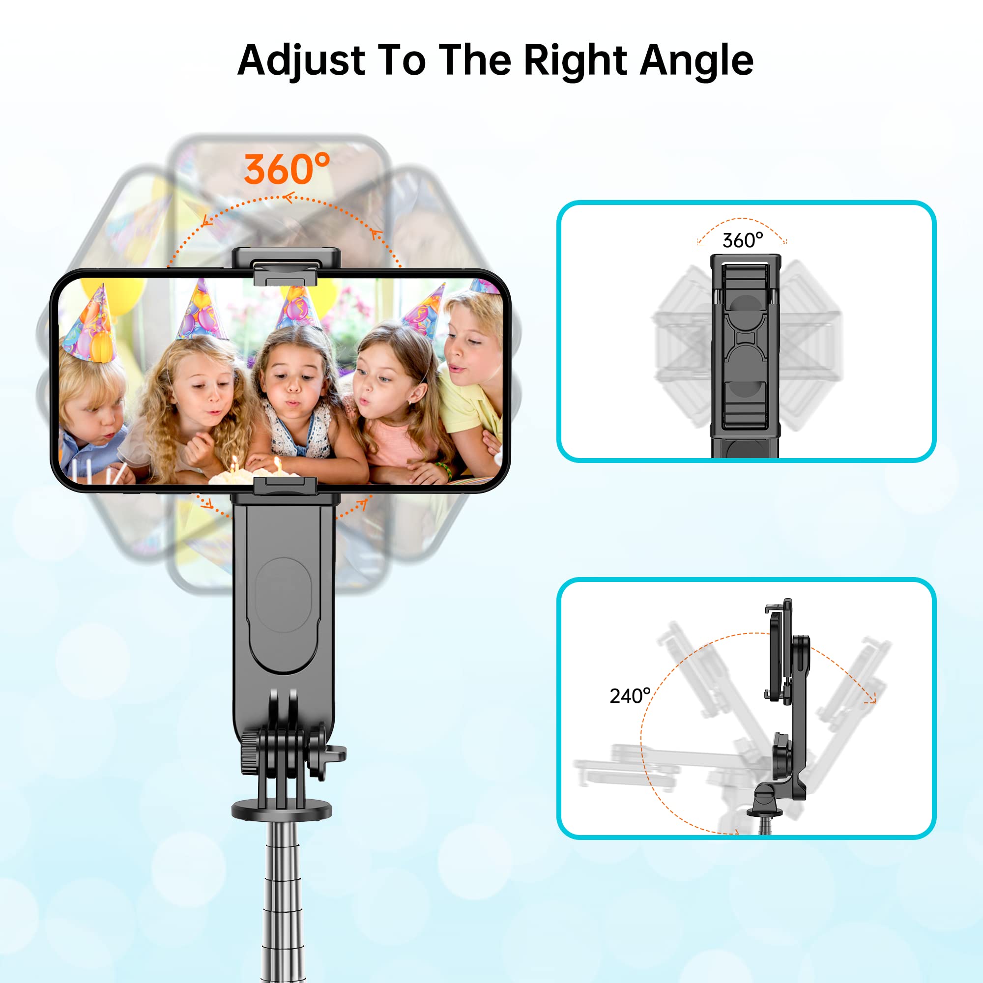 Selfieshow Stable Selfie Stick Tripod With Fill Light, 44 Inch Extendable Selfie Stick With Wireless Remote And Tripod Stand 360 Rotation For Iphone 15/14/13/12/11 Pro/Xs Max/Xs/Xr/X/8/7, Samsung And Smartphone