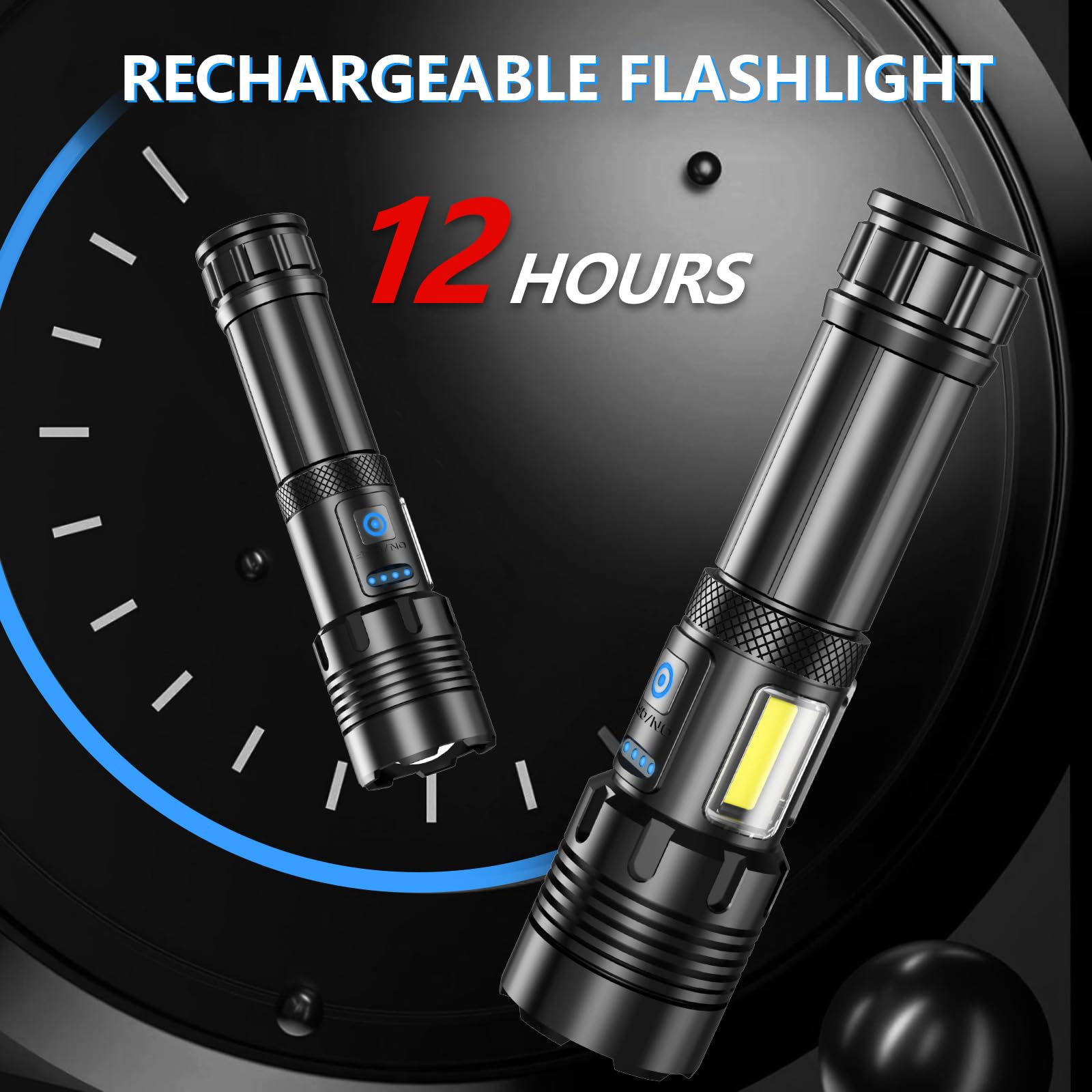 Uiitee Flashlights High Lumens Rechargeable, 2 Pack Led Flashlight 990000 Lumen, Super Bright Flash Light Battery Powered With 7 Light Modes, Handheld Flashlight Powerful Linterna For Emergency